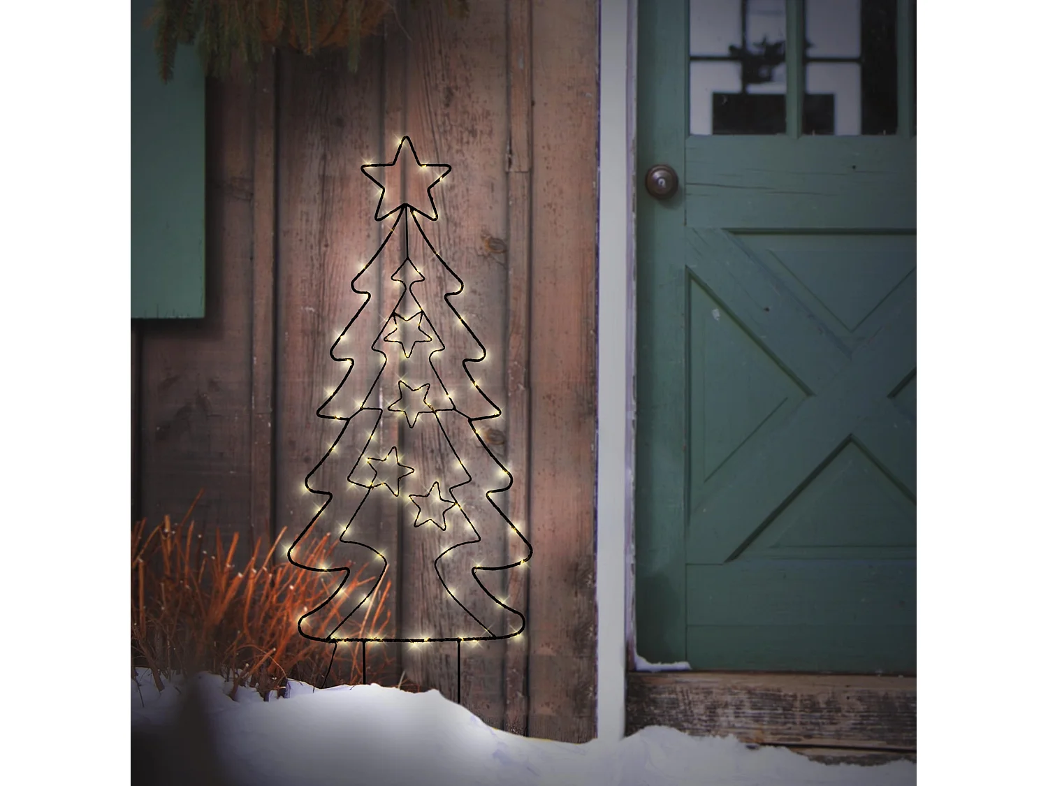 Arbre de Noël avec 90 LEDs blanc chaud décoration pour interieur/exterieur 87 cm