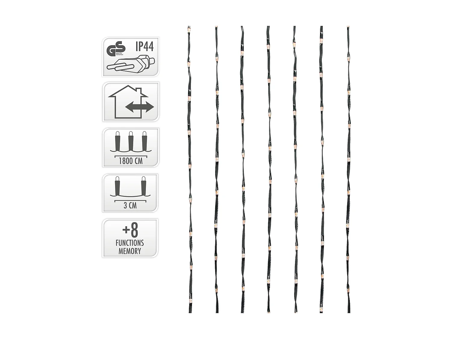 Catena luminosa natalizia a grappolo ghirlanda 600 LED Micro bianco caldo IP44