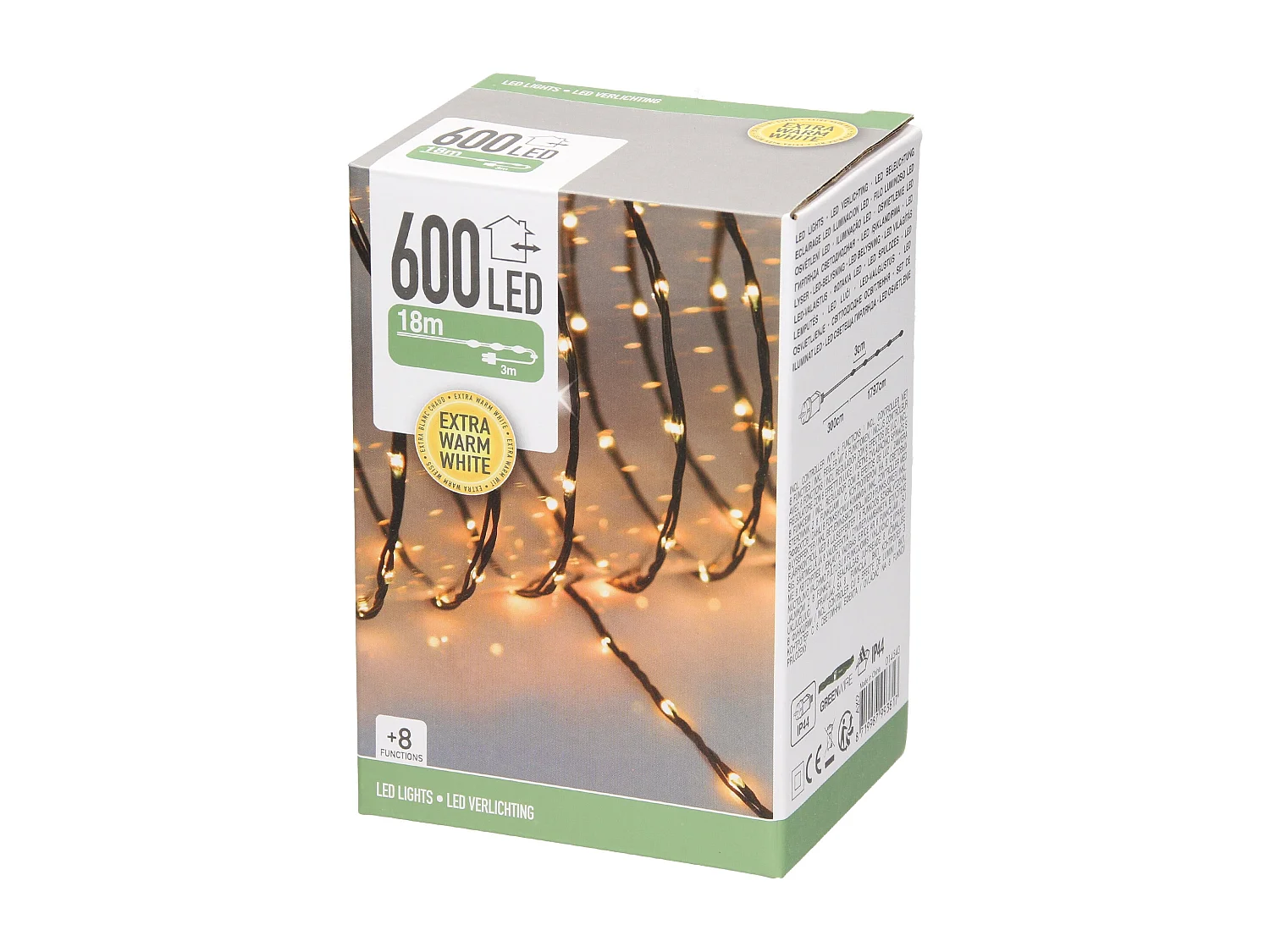Guirlande lumineuse 600 LED blanc chaud décoration Noël intérieur/extérieur 18 m