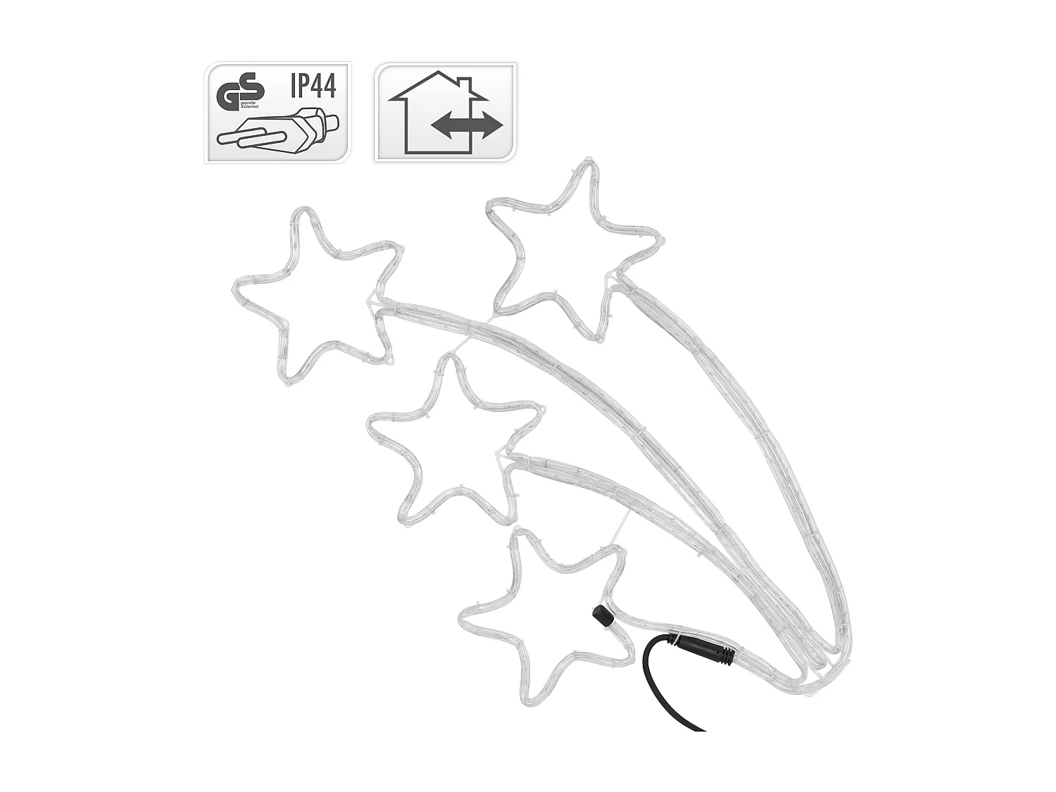 Estrella fugaz cuádruple 216 LEDs blanco cálido decoración navideña ventana 6m