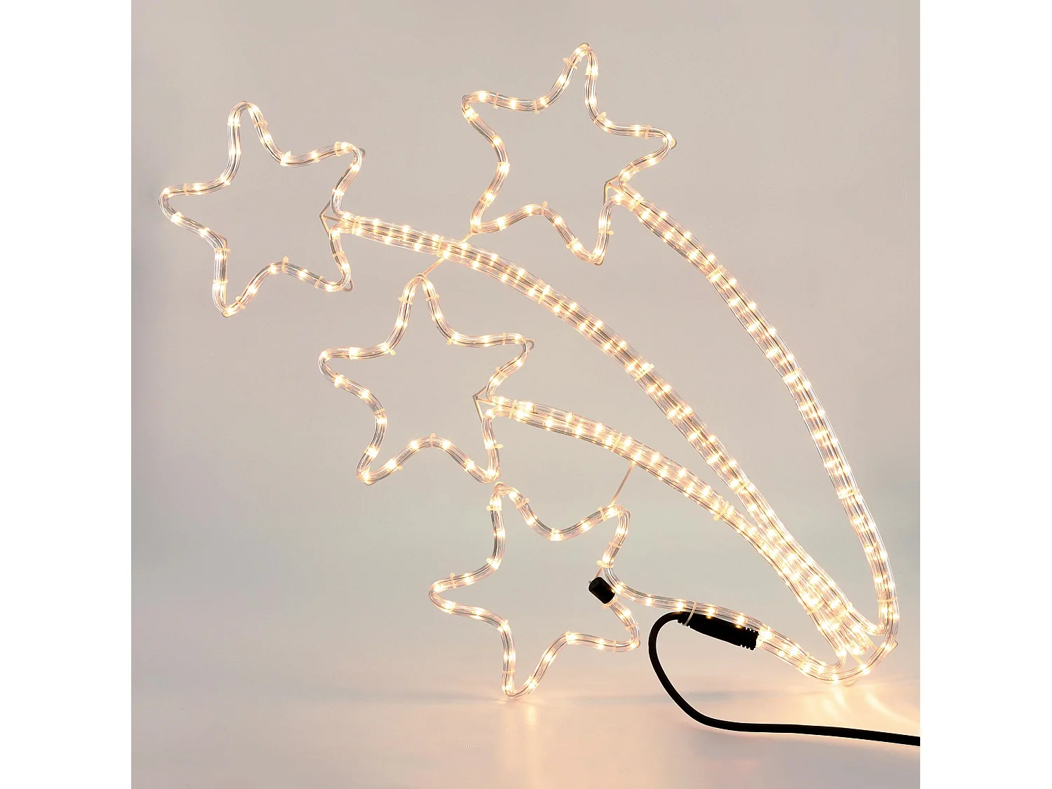 Estrella fugaz cuádruple 216 LEDs blanco cálido decoración navideña ventana 6m