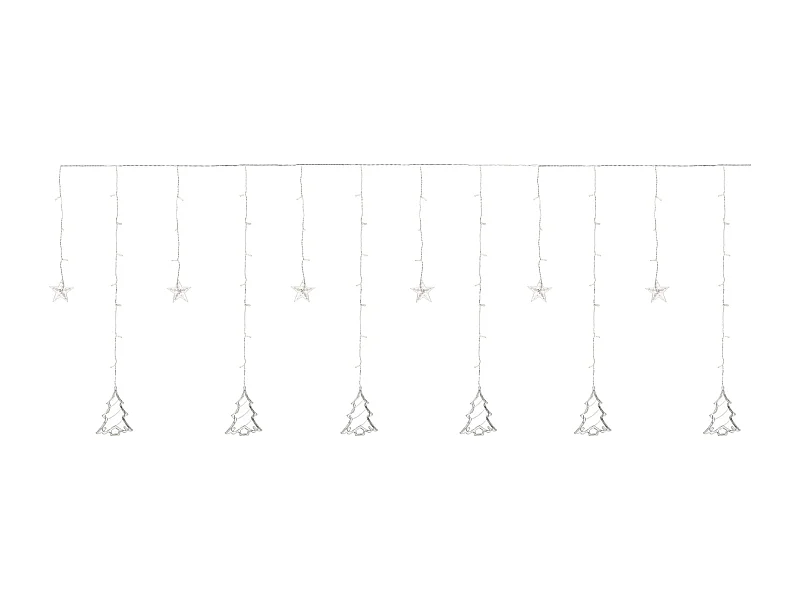 Cortina de luz 138 LED blanco cálido con estrellas árboles de navidad ventana