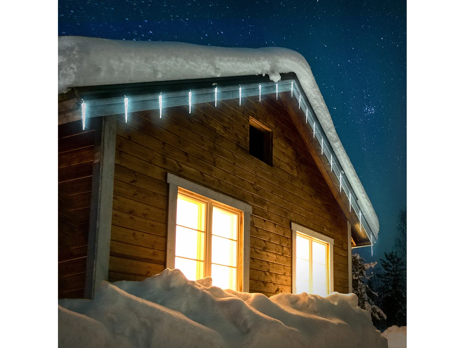 Guirlande lumineuse à LEDs forme de glaçons pluie de glace blanc froid déco Noël