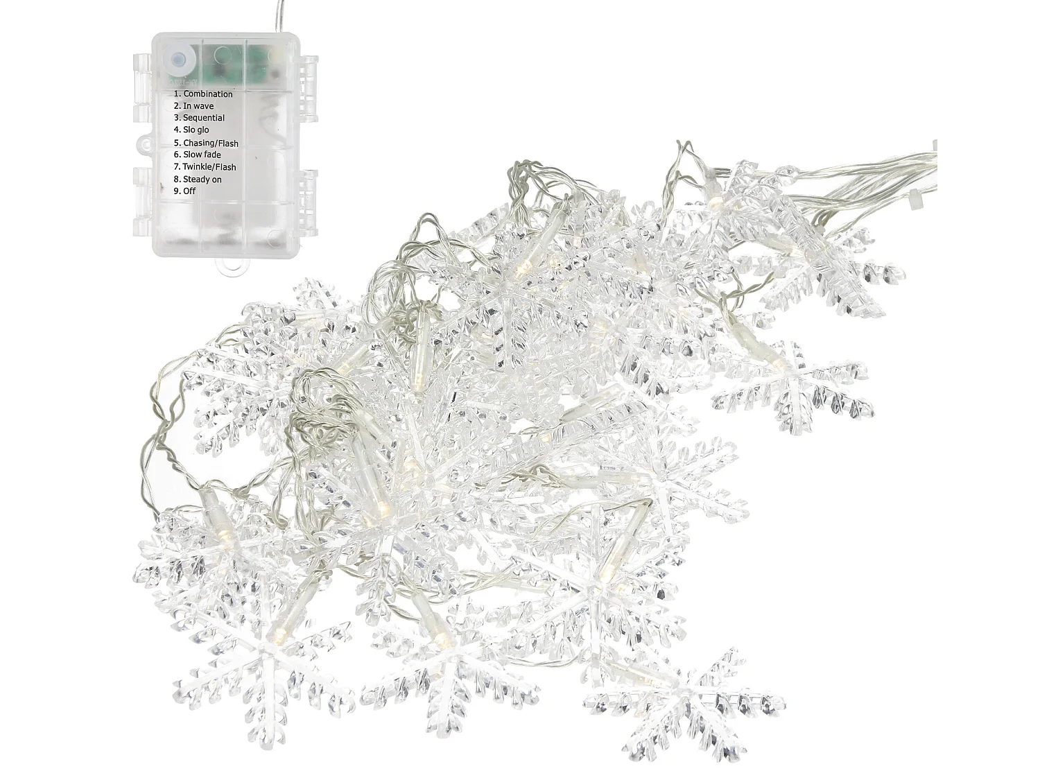 Rideau lumineux avec neige flocon décoration de Noël 40 LEDs blanc chaud 100 cm