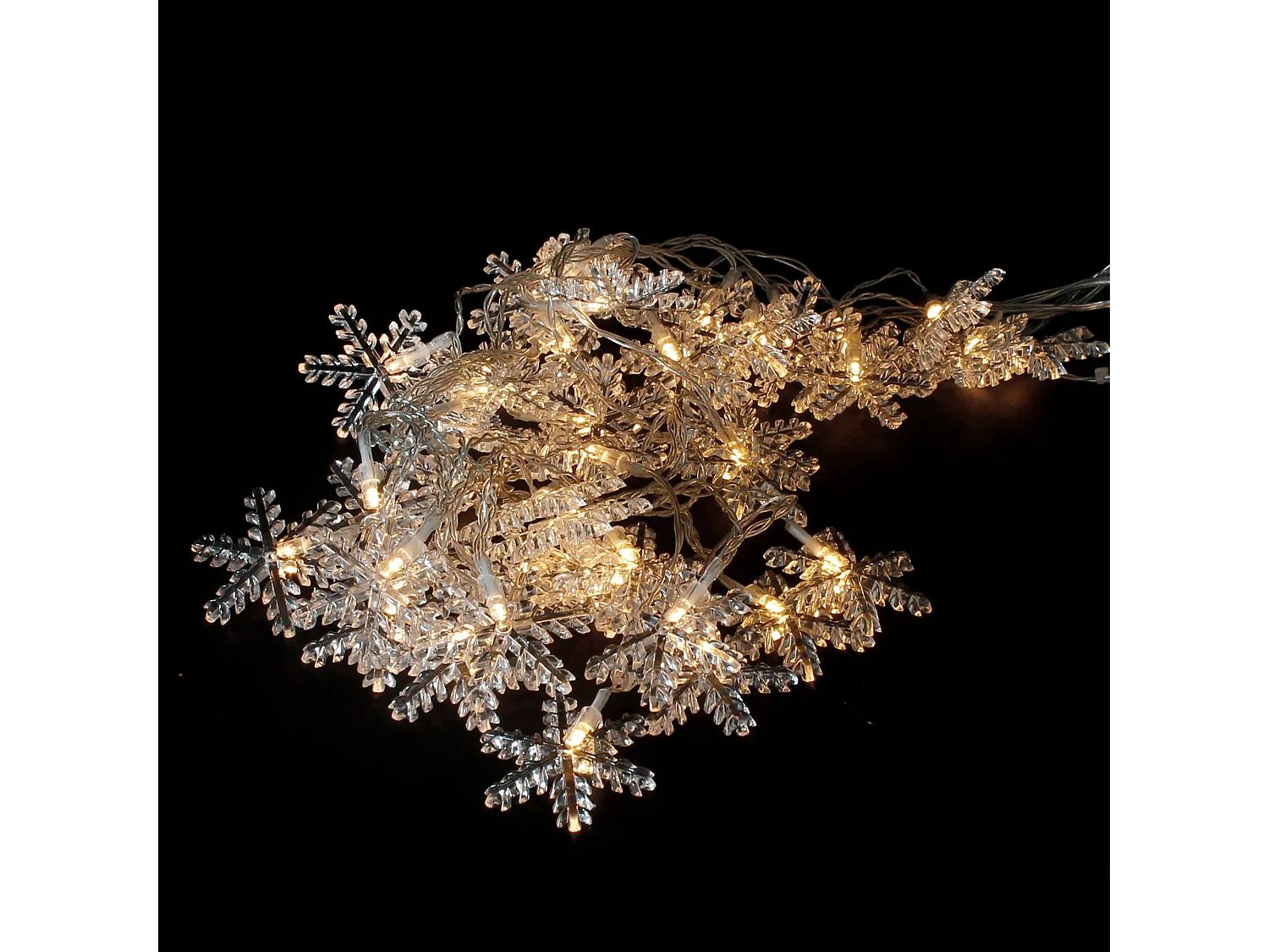 Rideau lumineux avec neige flocon décoration de Noël 40 LEDs blanc chaud 100 cm