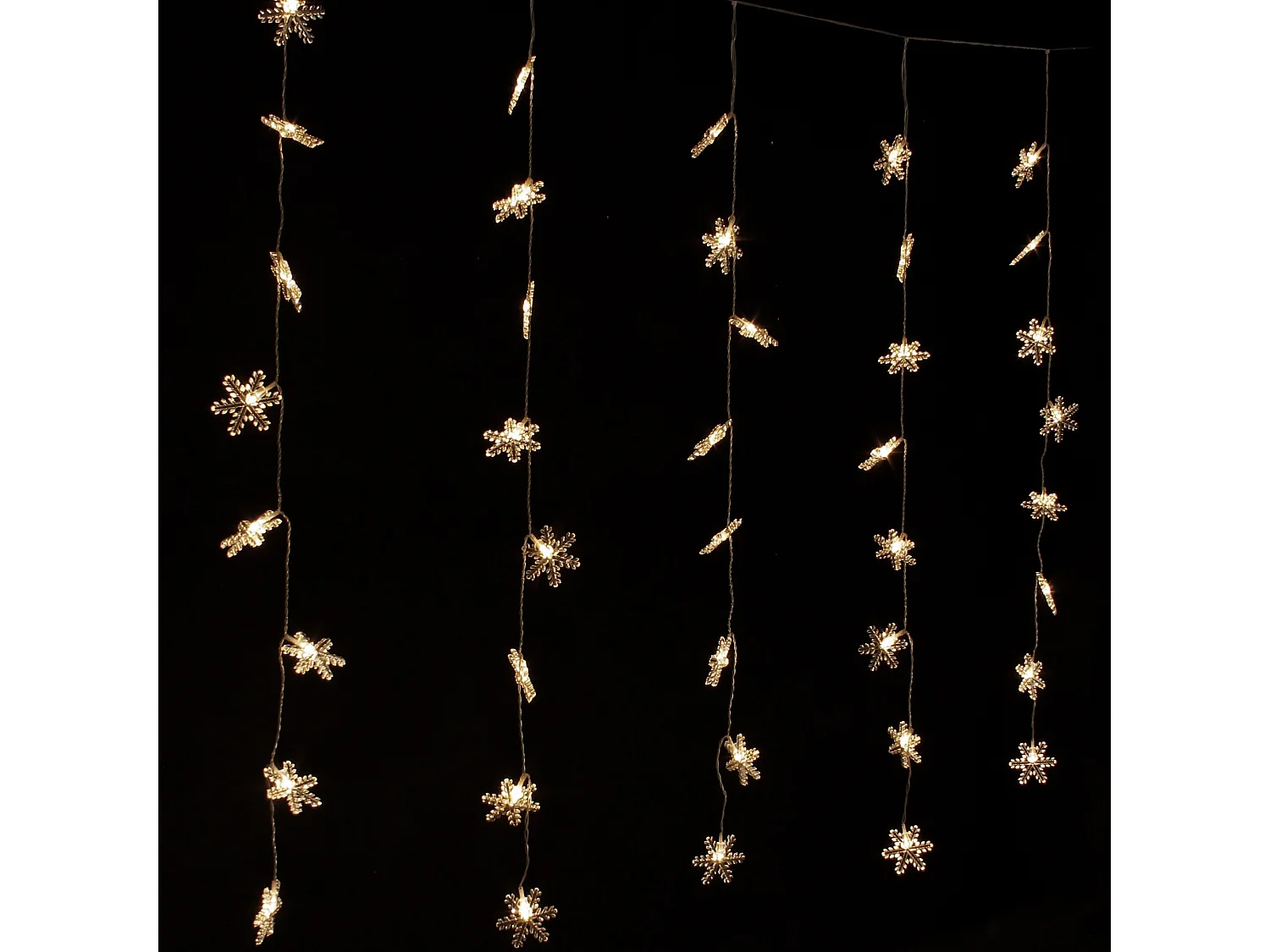Rideau lumineux avec neige flocon décoration de Noël 40 LEDs blanc chaud 100 cm