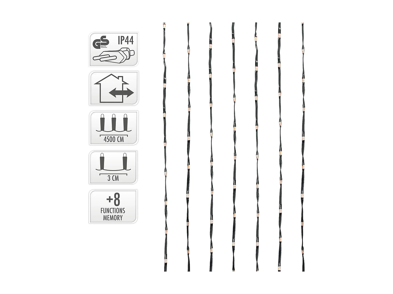 Guirlande lumineuse 1500 LED blanc chaud décoration Noël intérieur/extérieur 45m
