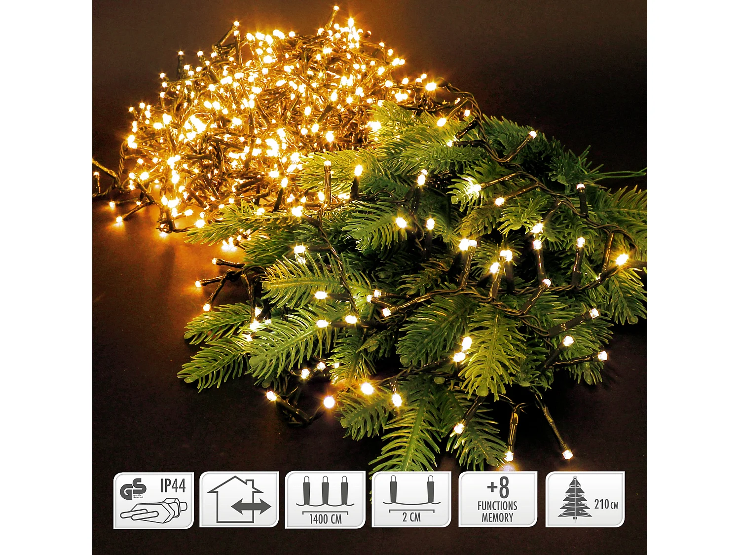 Guirlande lumineuse de Noël à 700 LED en cluster blanc chaud intérieur/extérieur