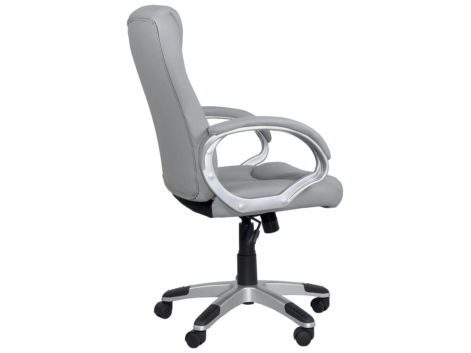 Fauteuil Direction simili cuir basculante hauteur réglable pivotant accoudoir rembourré BORA (gris)