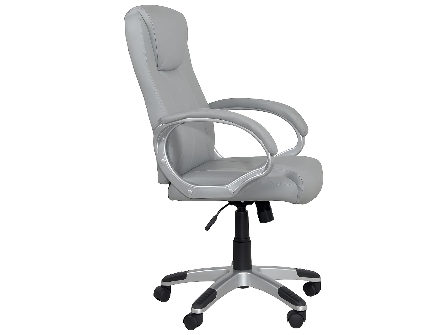 Fauteuil Direction simili cuir basculante hauteur réglable pivotant accoudoir rembourré BORA (gris)
