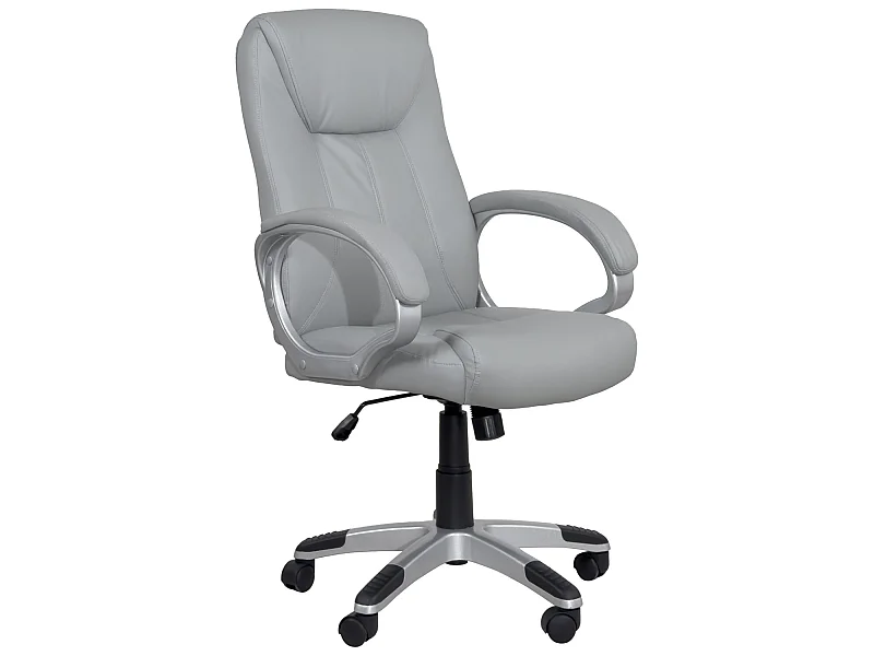 Fauteuil Direction simili cuir basculante hauteur réglable pivotant accoudoir rembourré BORA (gris)