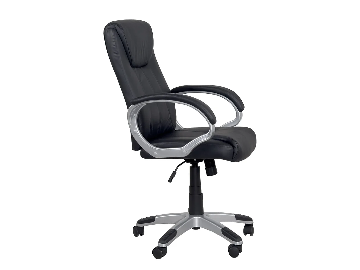 Fauteuil Direction simili cuir basculante hauteur réglable pivotant accoudoir rembourré BORA (noir)