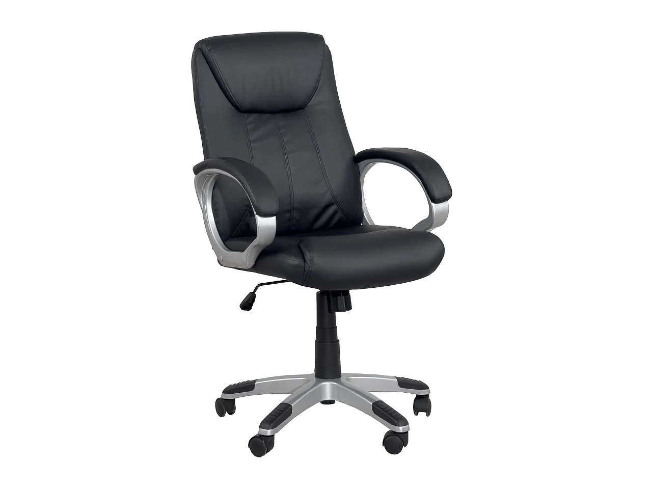 Fauteuil Direction simili cuir basculante hauteur réglable pivotant accoudoir rembourré BORA (noir)