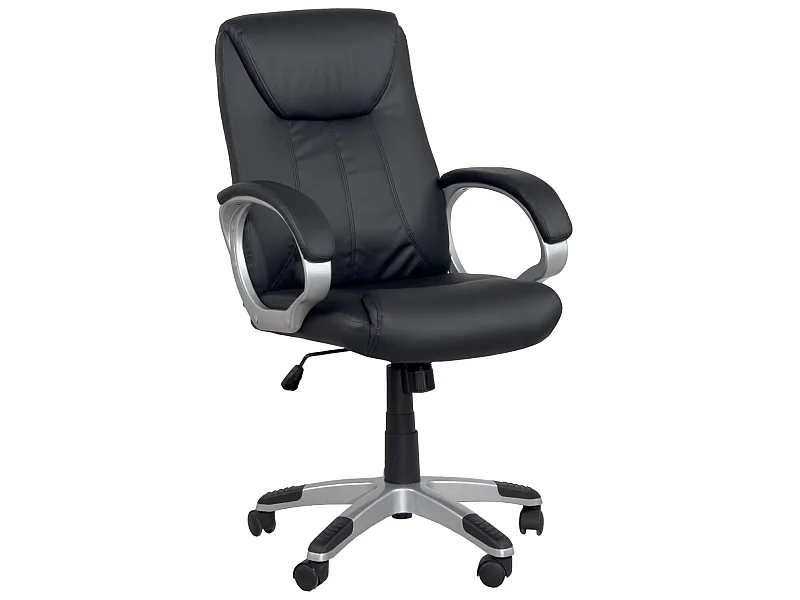 Fauteuil Direction simili cuir basculante hauteur réglable pivotant accoudoir rembourré BORA (noir)