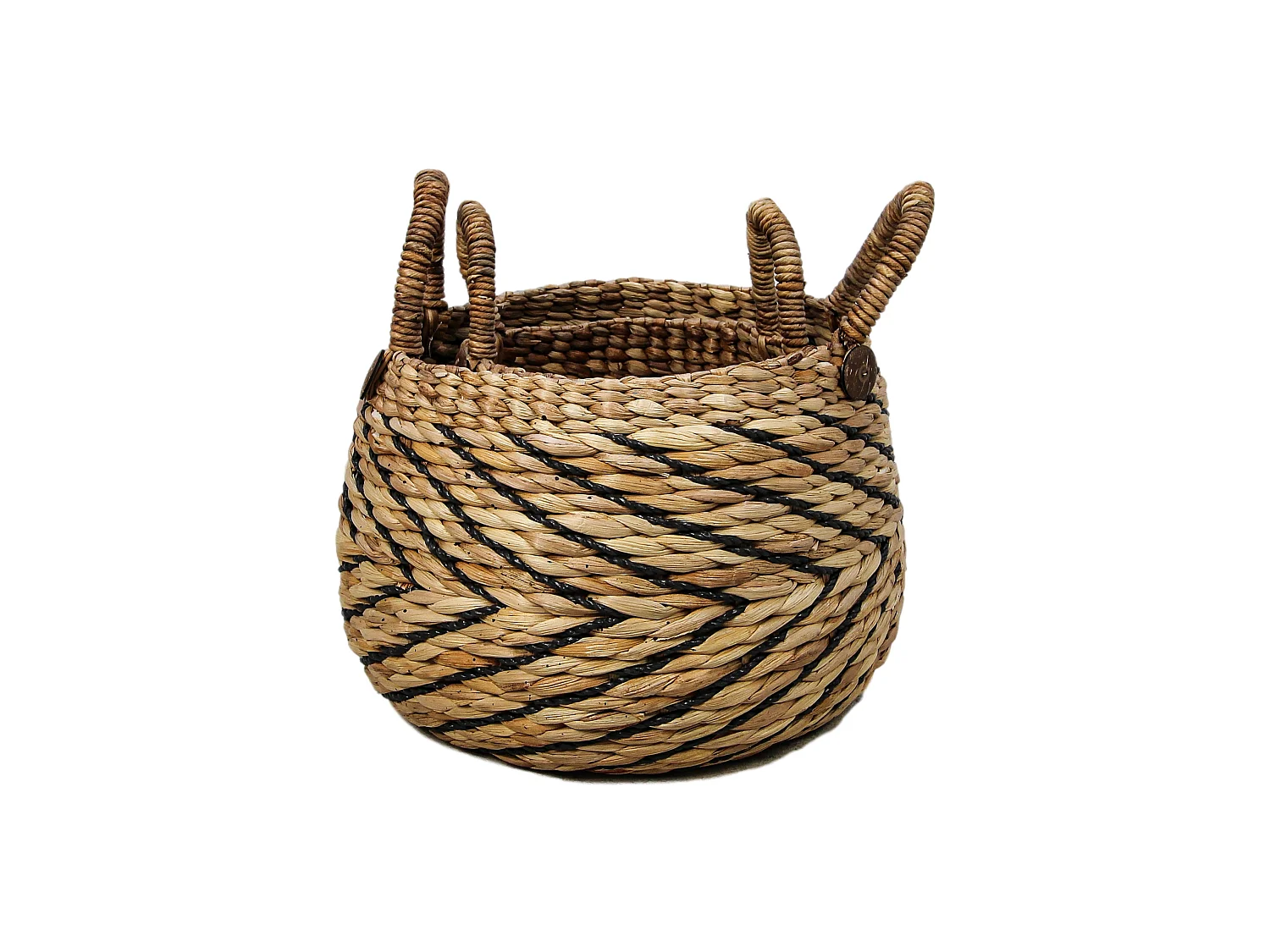 Set de 2 paniers de rangement - Jacinthe d’eau - Naturel/noir - 40 x 42 x 40 cm