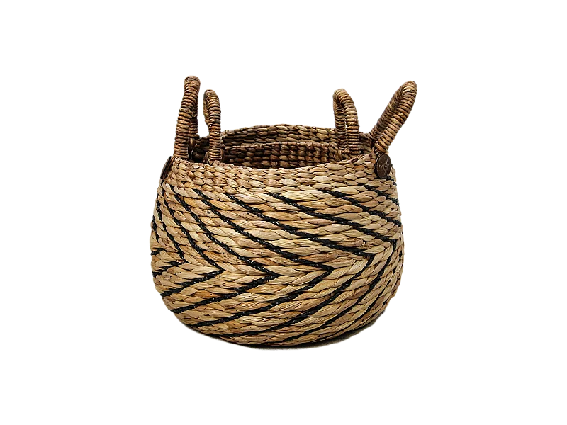 Set de 2 paniers de rangement - Jacinthe d’eau - Naturel/noir - 40 x 42 x 40 cm