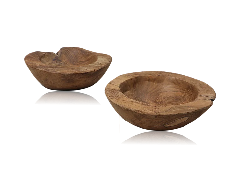 Corbeille à fruits petite - naturel - teck - ø20-27x6-10 cm