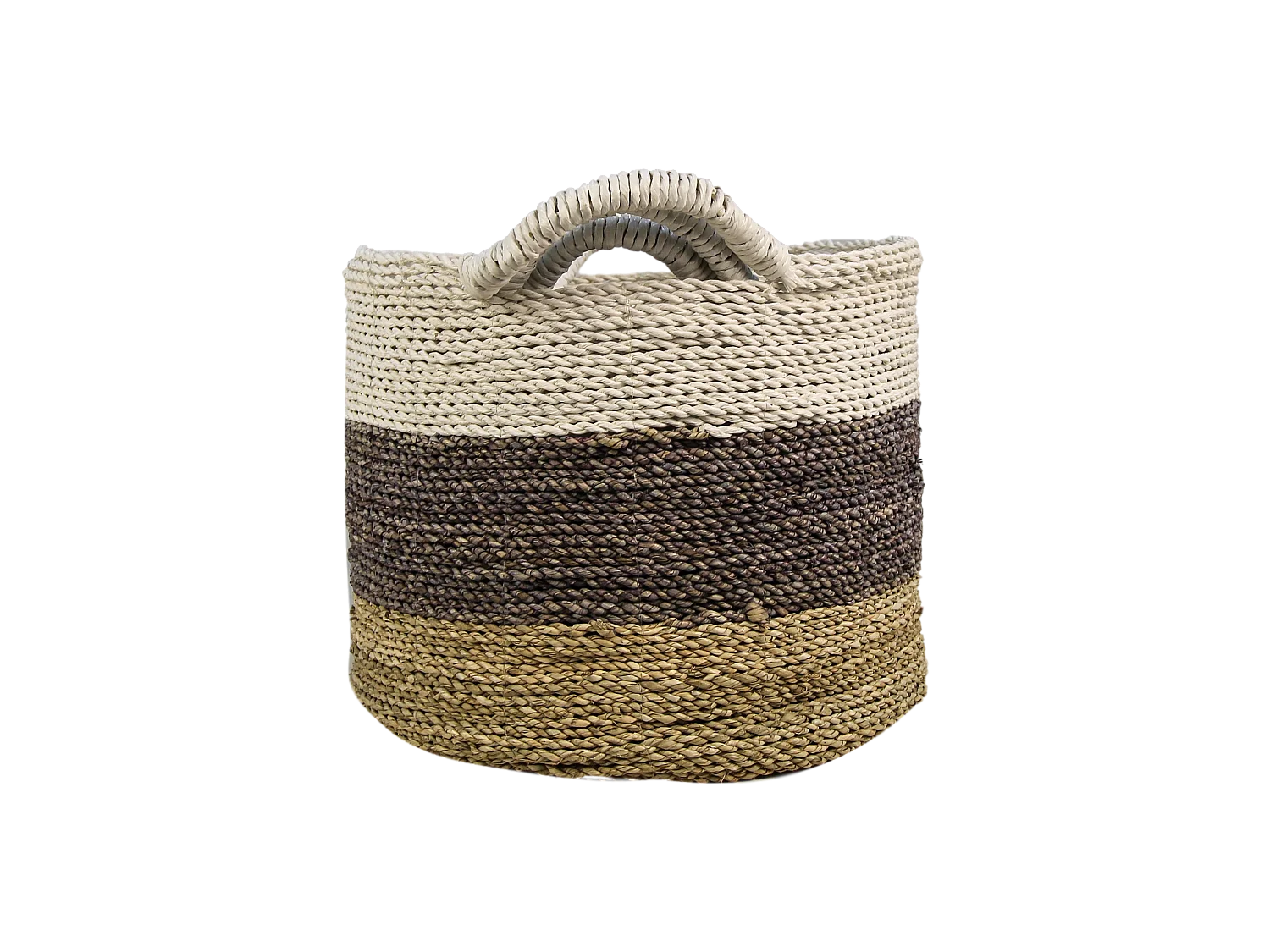 Malibu - Set de 3 paniers de rangement - Jonc de mer - Naturel/pourpre/blanc - 36 x 30 x 36 cm