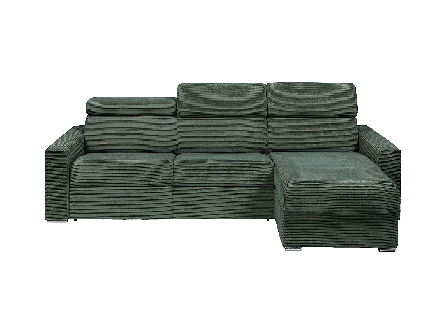 Divano letto ang. a ribalta ang. rev. Letto doghe larghe 140cm Mater. 22cm Velluto a coste Verde - VIZIR