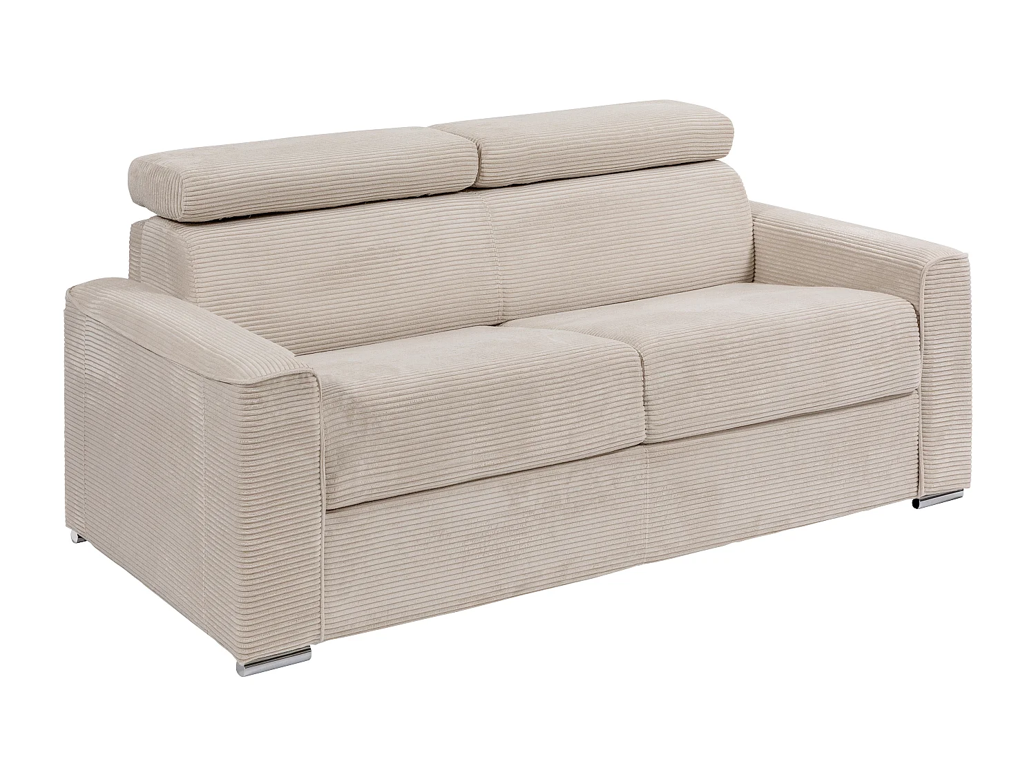 Schlafsofa mit Matratze 3-Sitzer - Liegefläche mit Lattenrost mit breiten Latten 140 cm - Matratze 22 cm - Cord - Beige - VIZIR