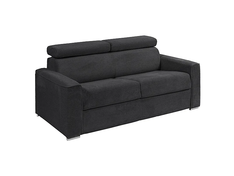 Schlafsofa mit Matratze 3-Sitzer - Liegefläche 140 cm - Matratze 22 cm - Cord - Grau - VIZIR