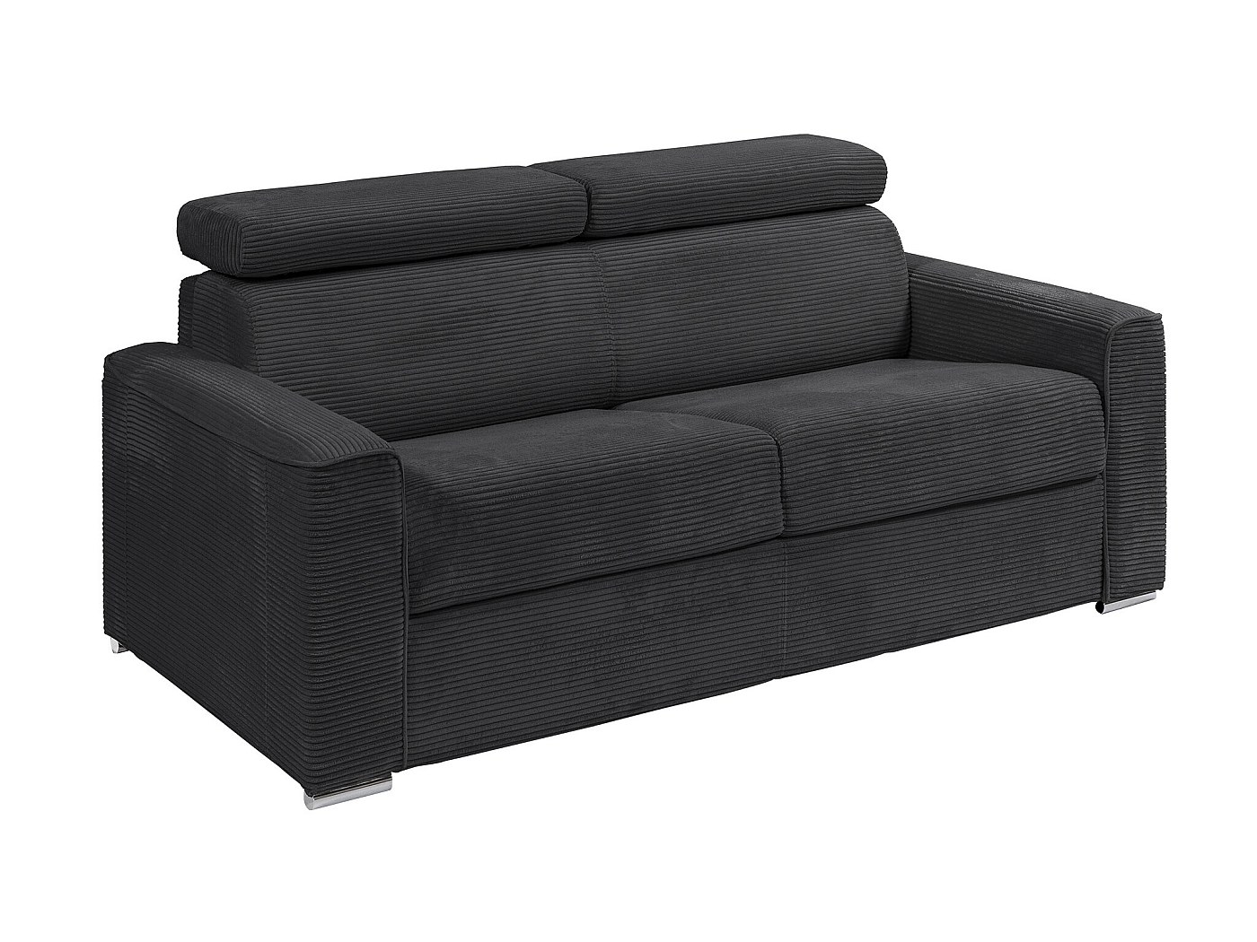 Divano angolare trasformabile in velluto a coste grigio chiaro COSY