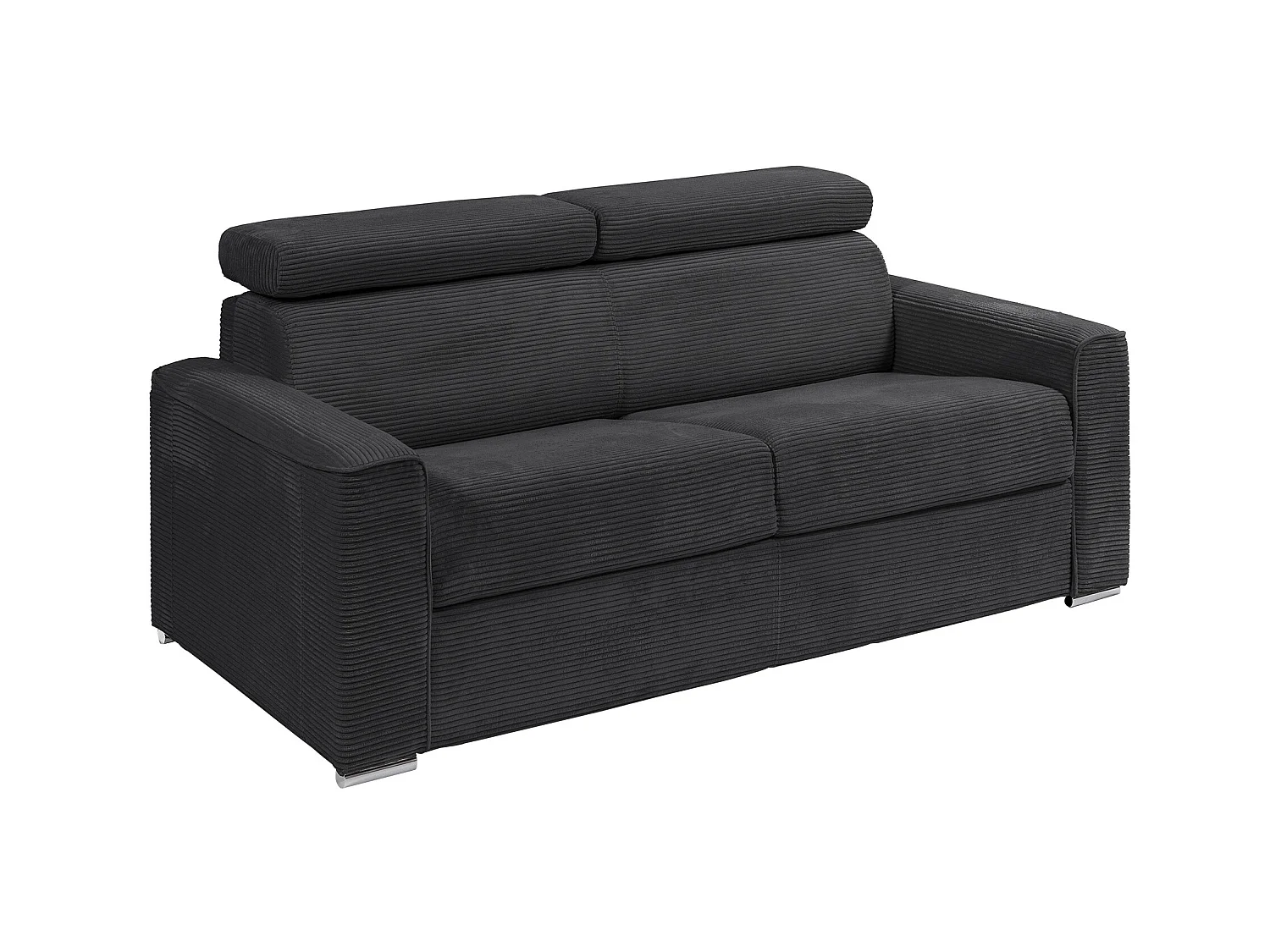 Divano letto 3 posti a ribalta Letto con doghe larghe 140 cm Materasso 22 cm in Velluto a coste Grigio - VIZIR