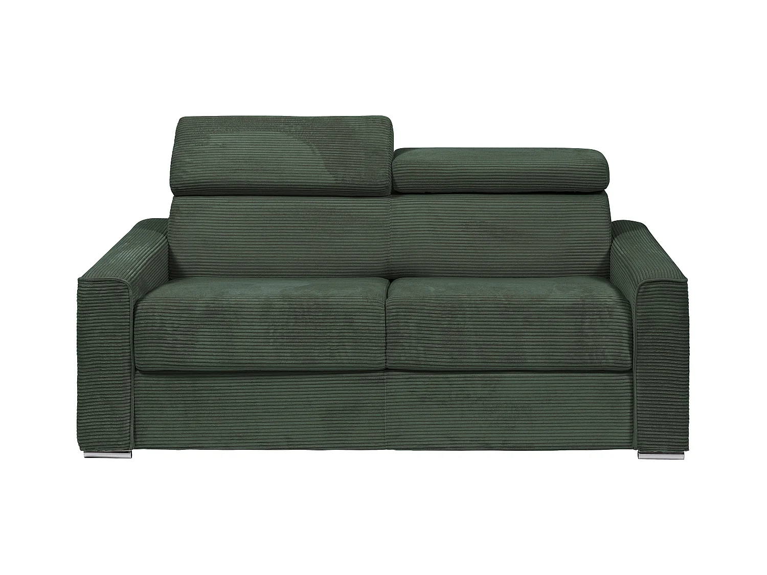 Canapé 3 places convertible express en velours côtelé vert - Couchage 140 cm - Matelas 22 cm mémoire de forme - VIZIR