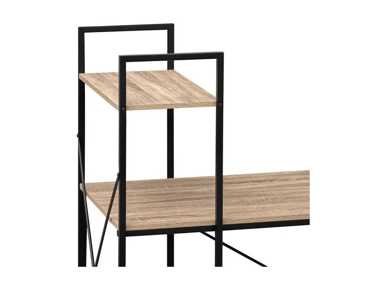Bureau avec étagères en MDF chêne et métal noir - Longueur 113 x Profondeur 60 x Hauteur 120 cm