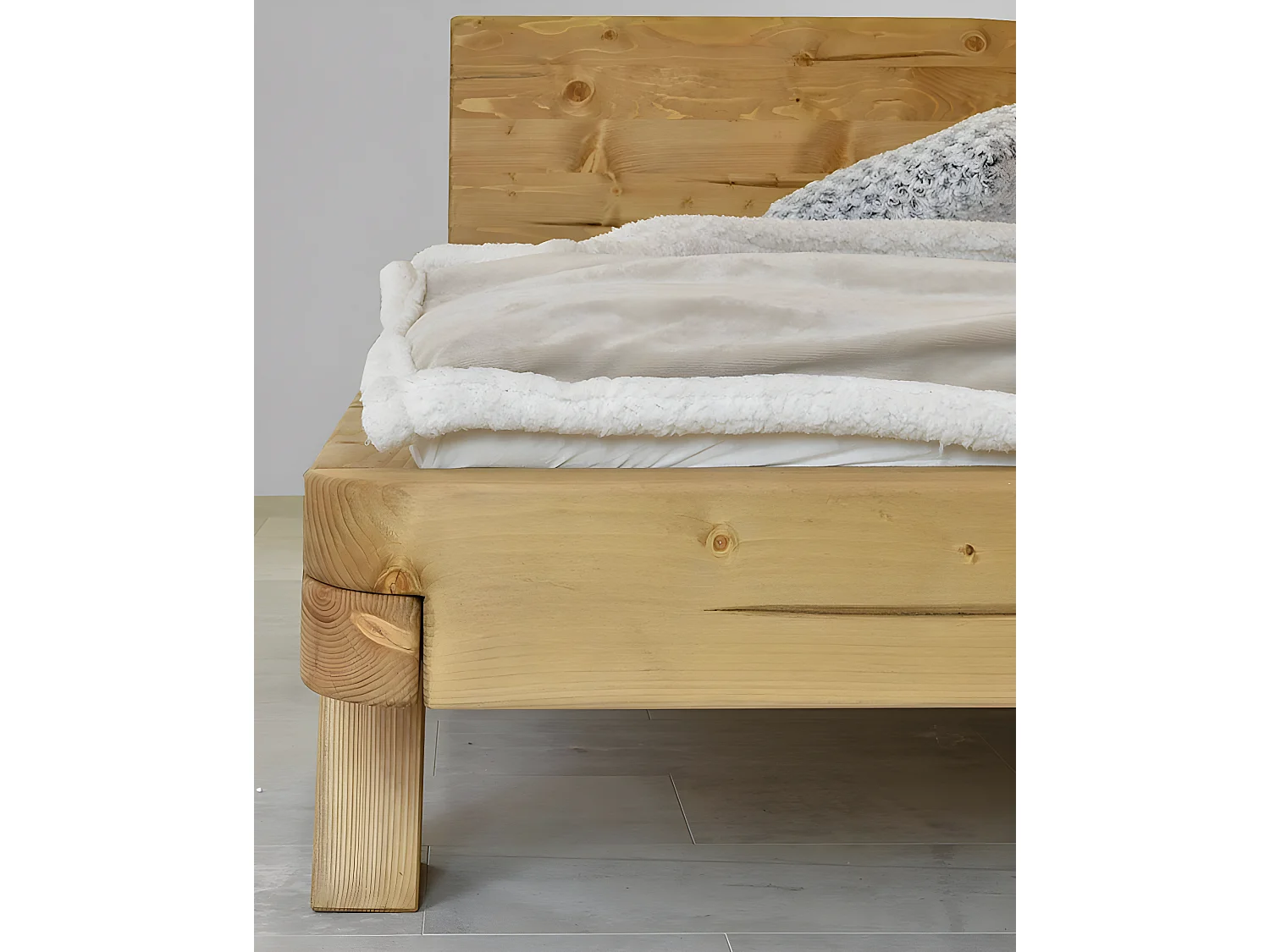 Nalia - Lit poutre en bois massif d'épicéa