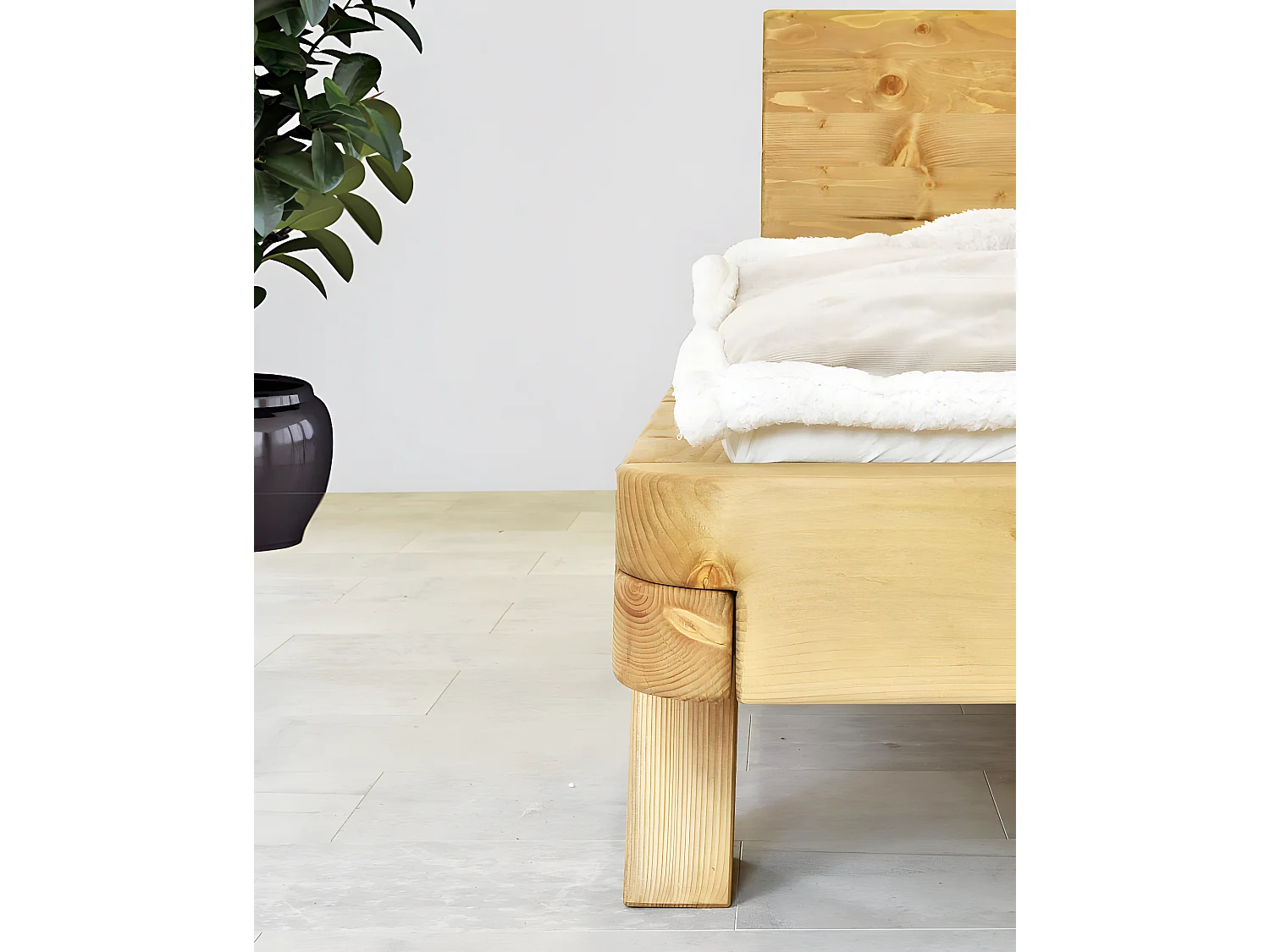 Nalia - Lit poutre en bois massif d'épicéa