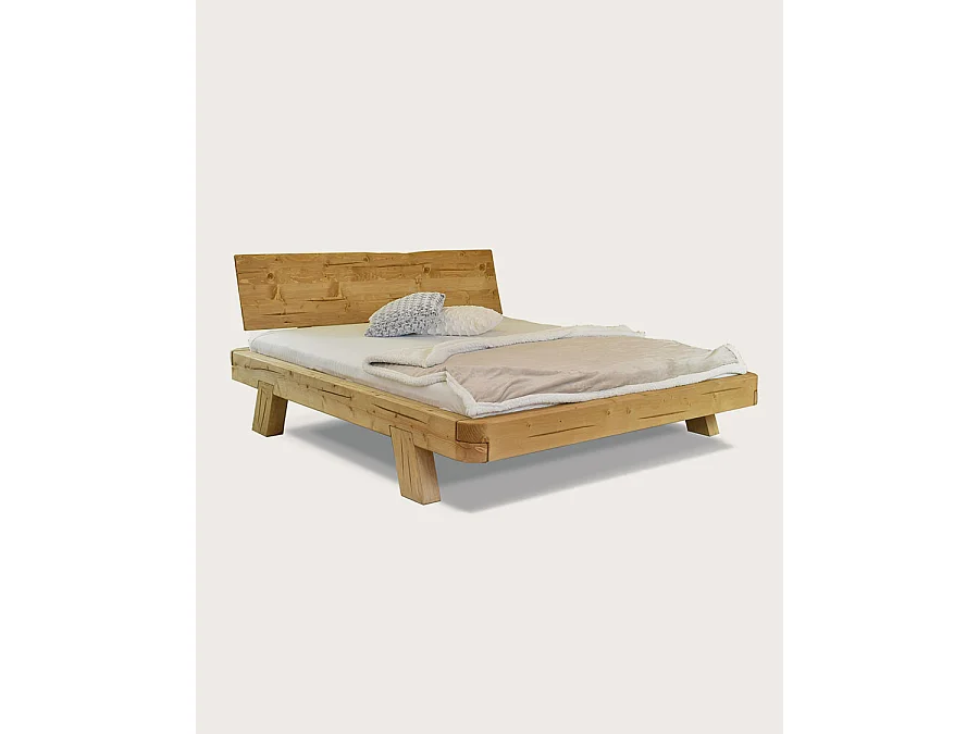 Nalia - Lit poutre en bois massif d'épicéa 180 CM