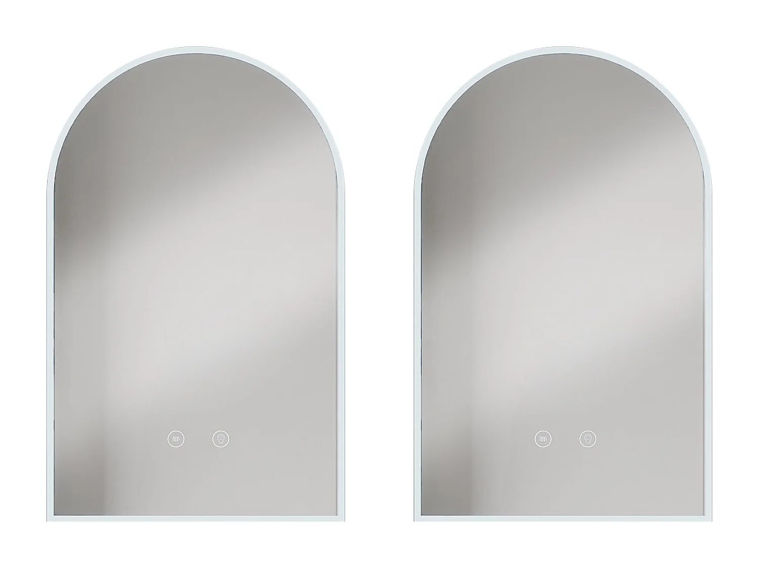 Lot de 2 miroirs de salle de bain en arche anti buée avec leds - L50 x H80 cm - ARCADI