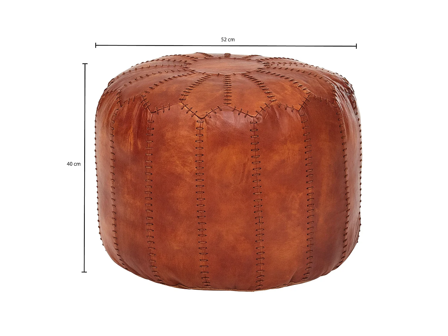 Sitzhocker Echtleder 52x40x52cm Pouf Polsterhocker Rund Hocker Orient