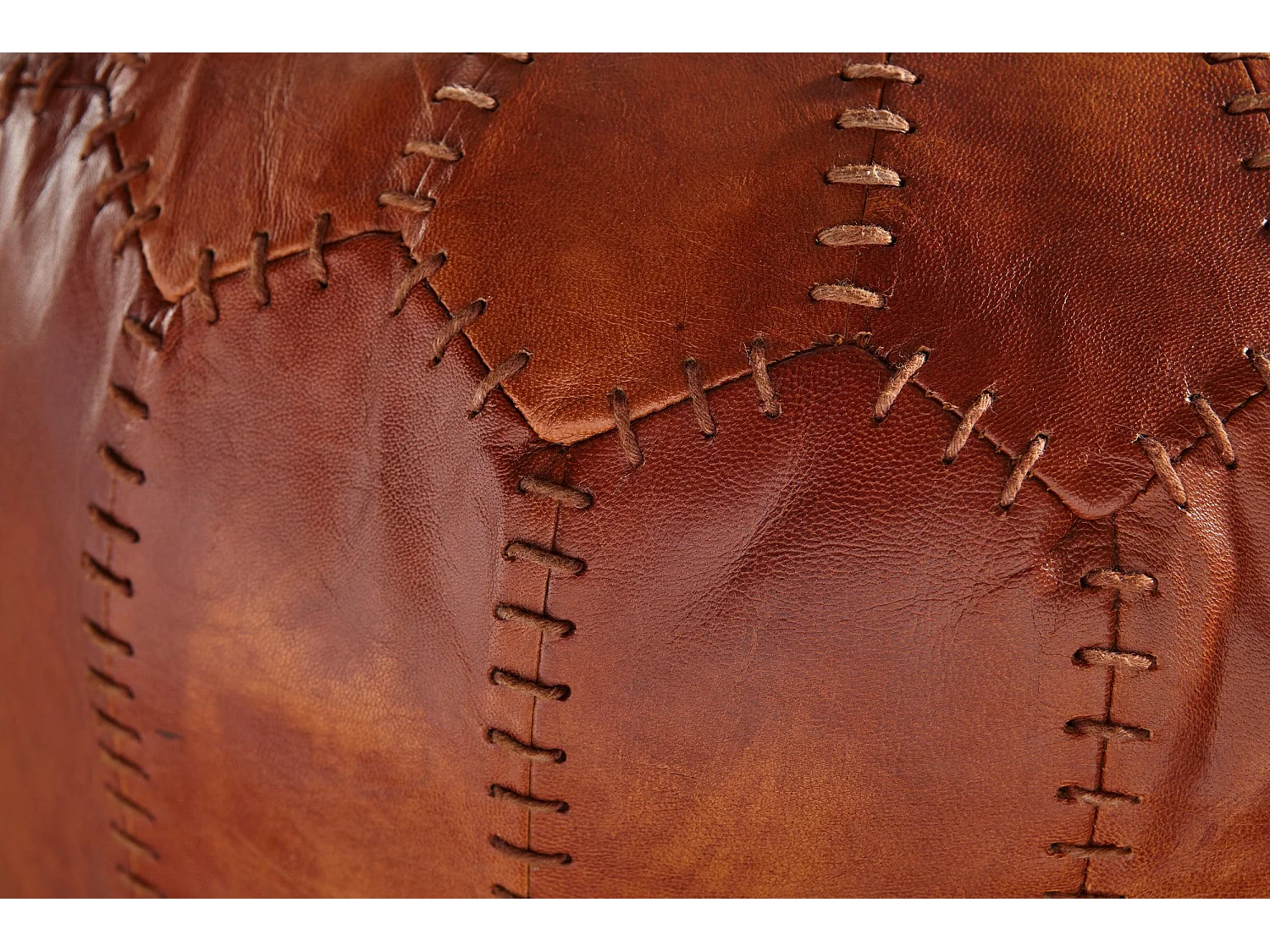 Sitzhocker Echtleder 52x40x52cm Pouf Polsterhocker Rund Hocker Orient