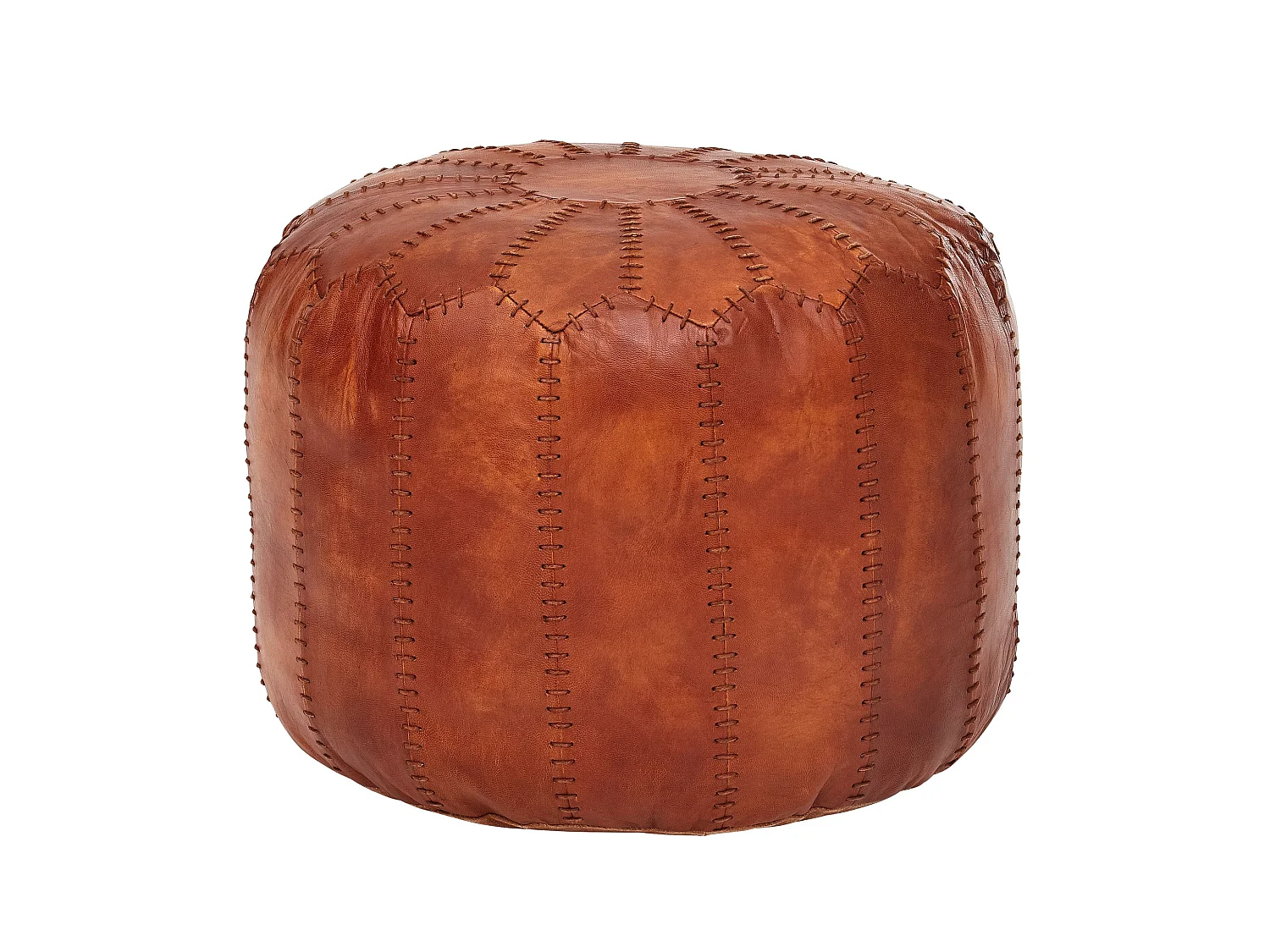 pouf cuir véritable 52x40x52cm pouf tabouret rembourré tabouret rond Orient