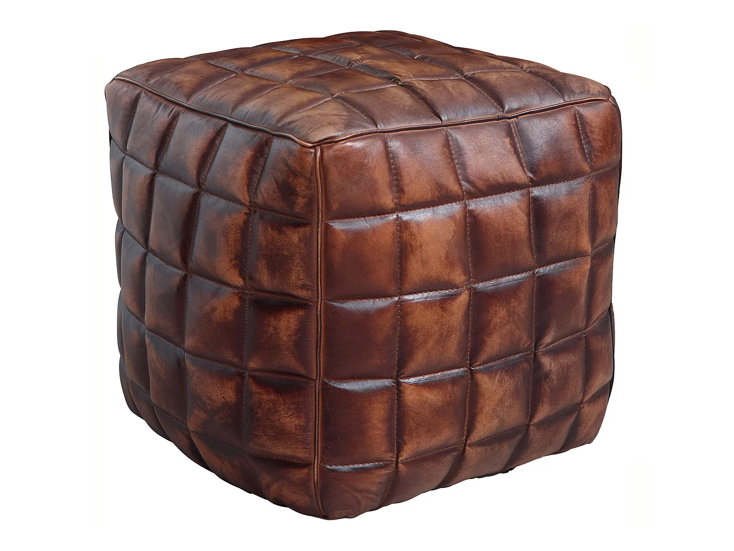 Tabouret Cuir 39x41x39 cm Rétro Ottoman Repose-pied Pouf Rembourré Petit