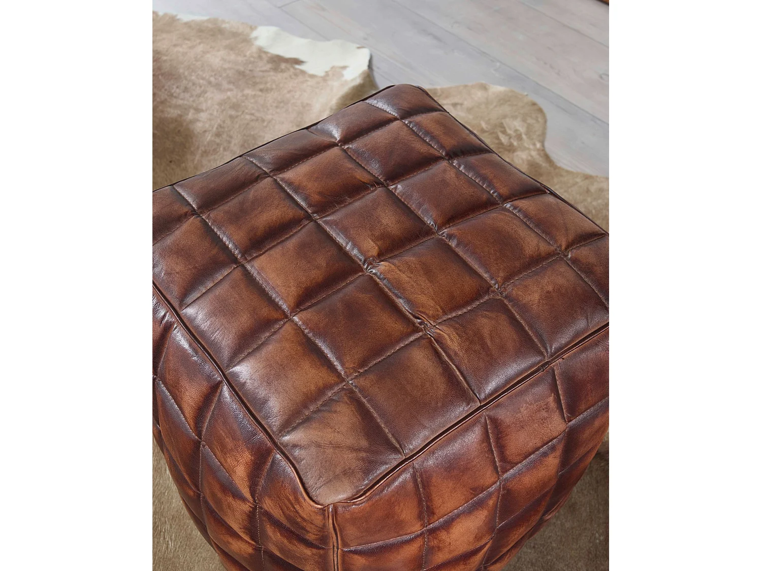 Sitzwürfel Leder Ottomane Sitzhocker Hocker braun Polsterhocker