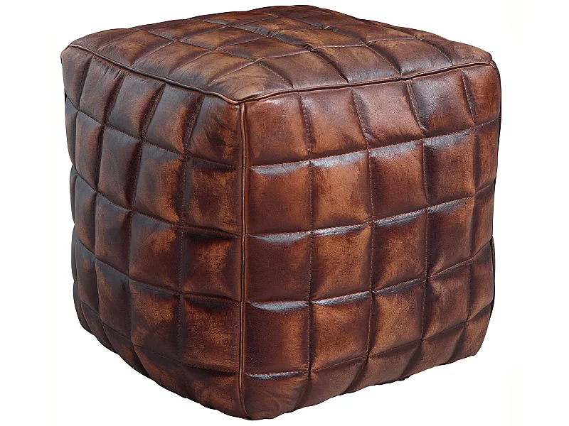 Tabouret Cuir 39x41x39 cm Rétro Ottoman Repose-pied Pouf Rembourré Petit