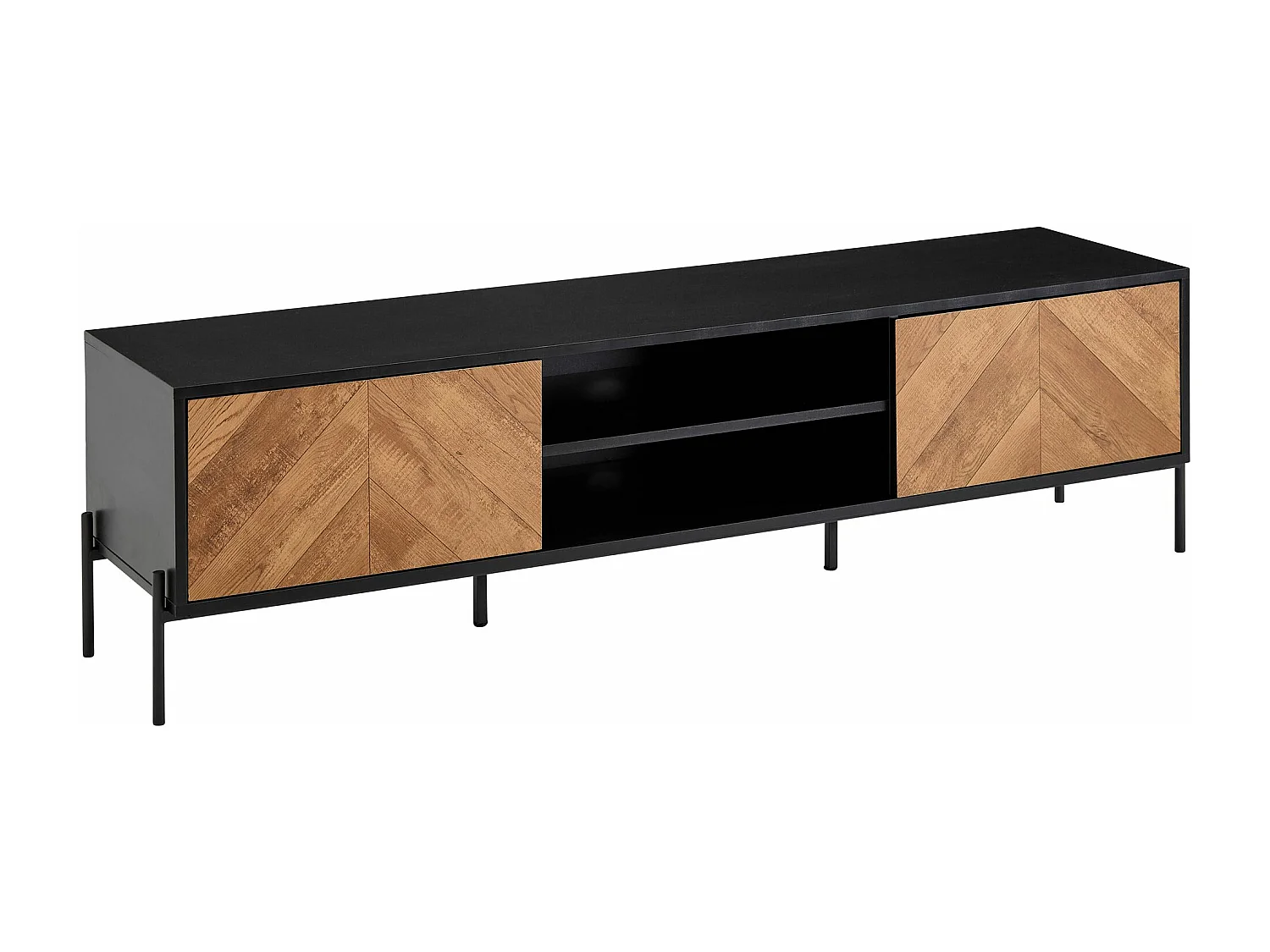 Mobile Porta TV 163x45x40cm Legno Soggiorno Lowboard Rovere con due Ante