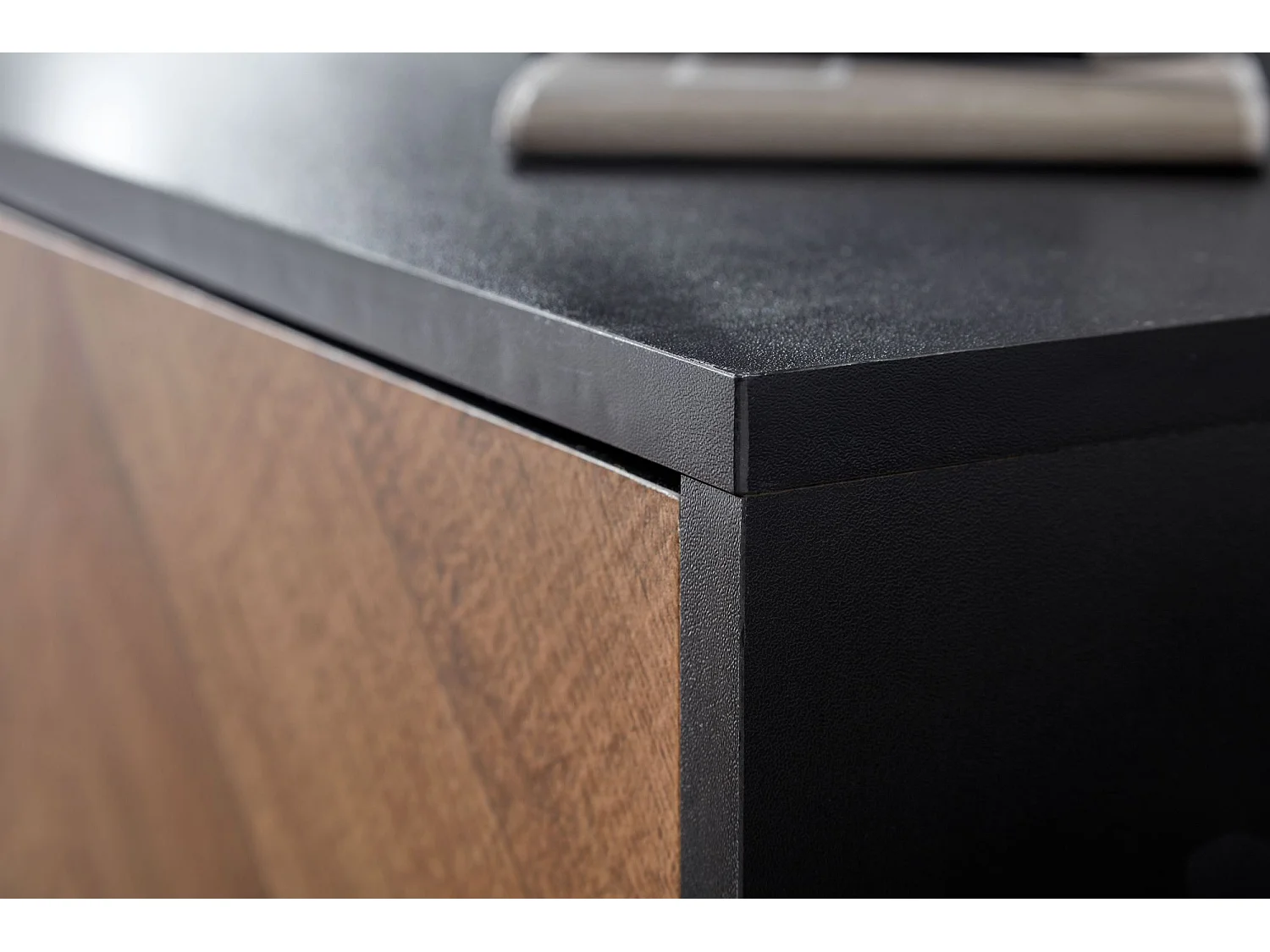 Meuble TV 163x45x40 cm Bois Noir Chêne Lowboard Panneau de Télévision