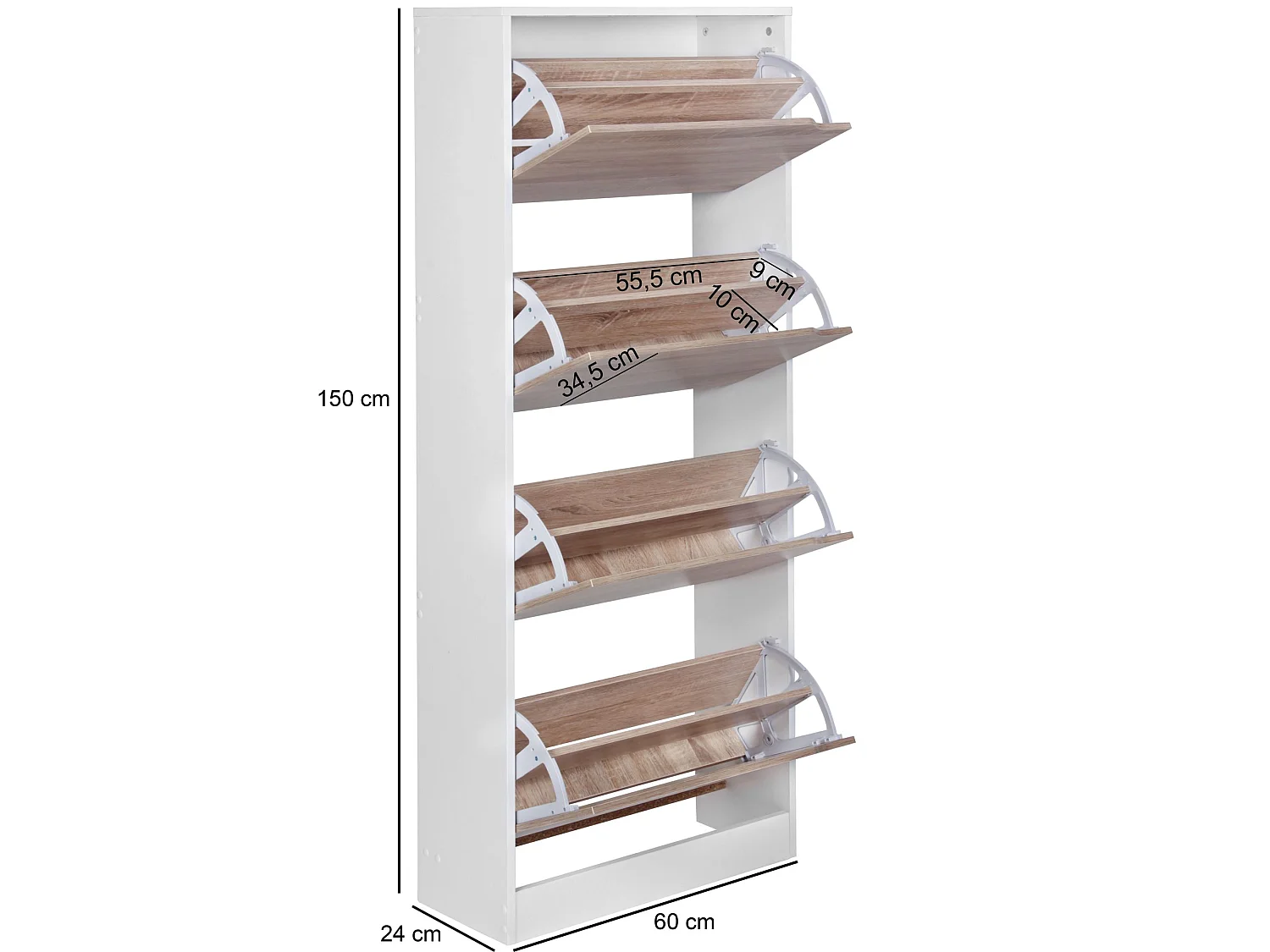 Étagère à chaussures Bois 60x150x24 cm Armoire de chaussures 18 paires