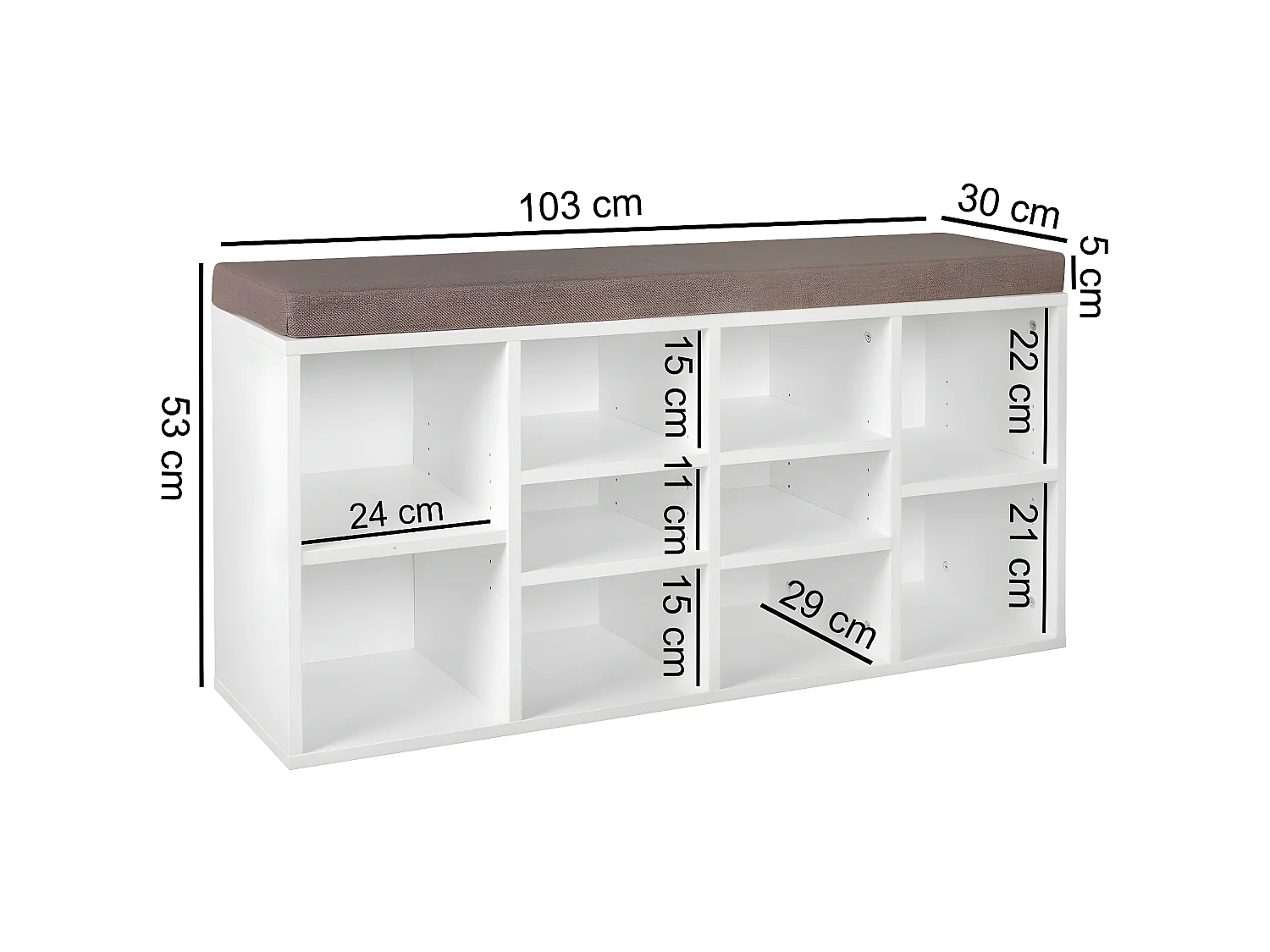 Schuhschrank 10 Schuhe Schuhbank Schrank Regal Auflage Sitzbank Flur Polster