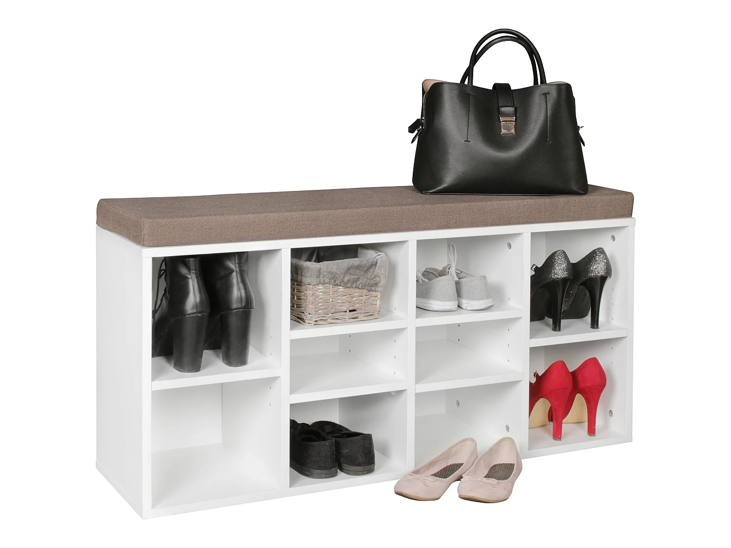 Schuhschrank 10 Schuhe Schuhbank Schrank Regal Auflage Sitzbank Flur Polster