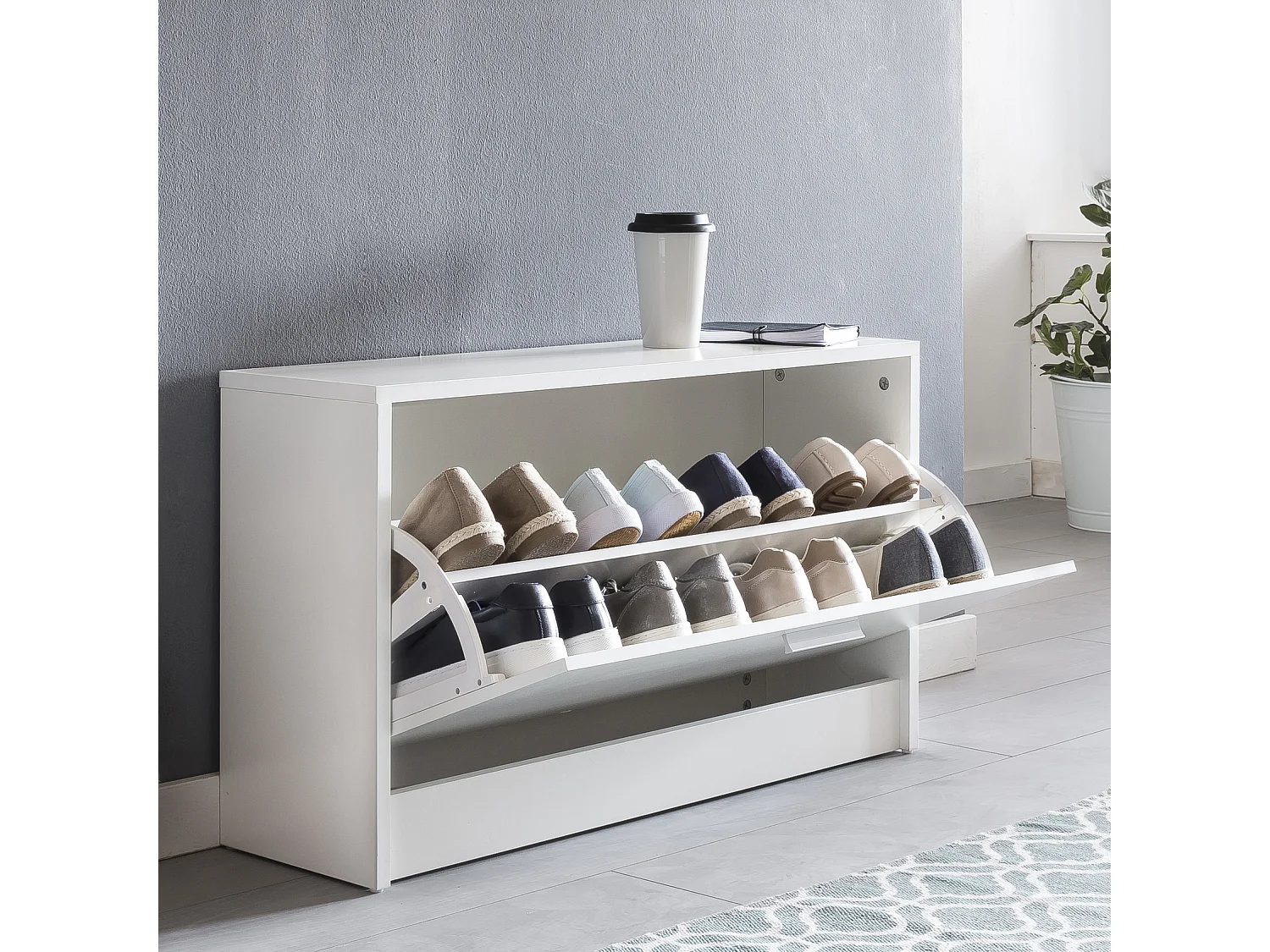 Schuhbank SPLIT Schuhkipper Holz Flurbank Schuhschrank Sitzbank Flur 80 cm Bank