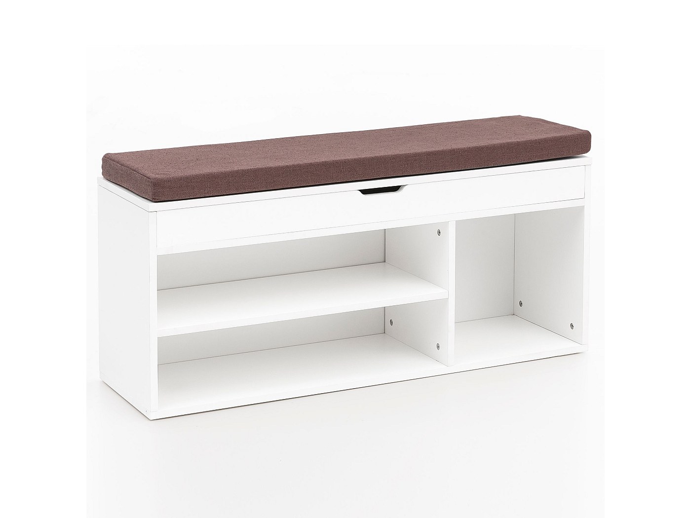 HOMCOM Scarpiera Con Seduta E 3 Cestini In Tessuto – Panca Da Ingresso In Truciolato, Imbottita, Grigio, 105x35x47 Cm, Carico 145 Kg