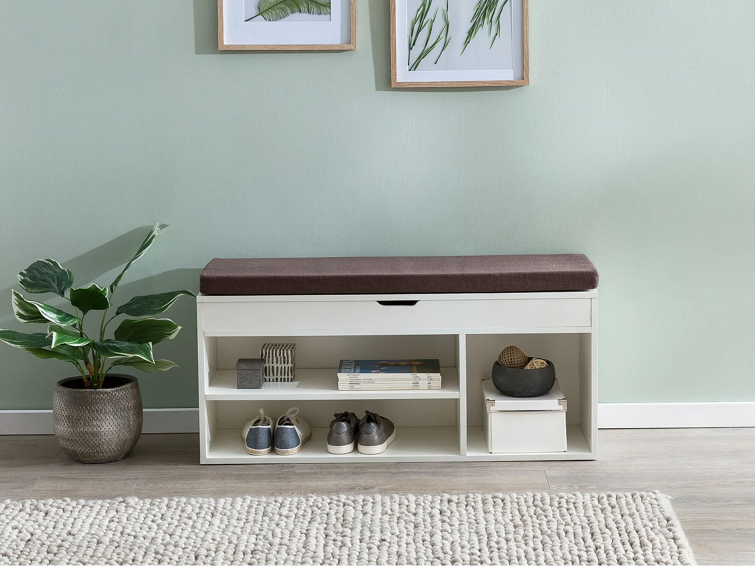 Banc de Rangement à Chaussure Entrée 104x51x32 cm Étagère a Chaussures