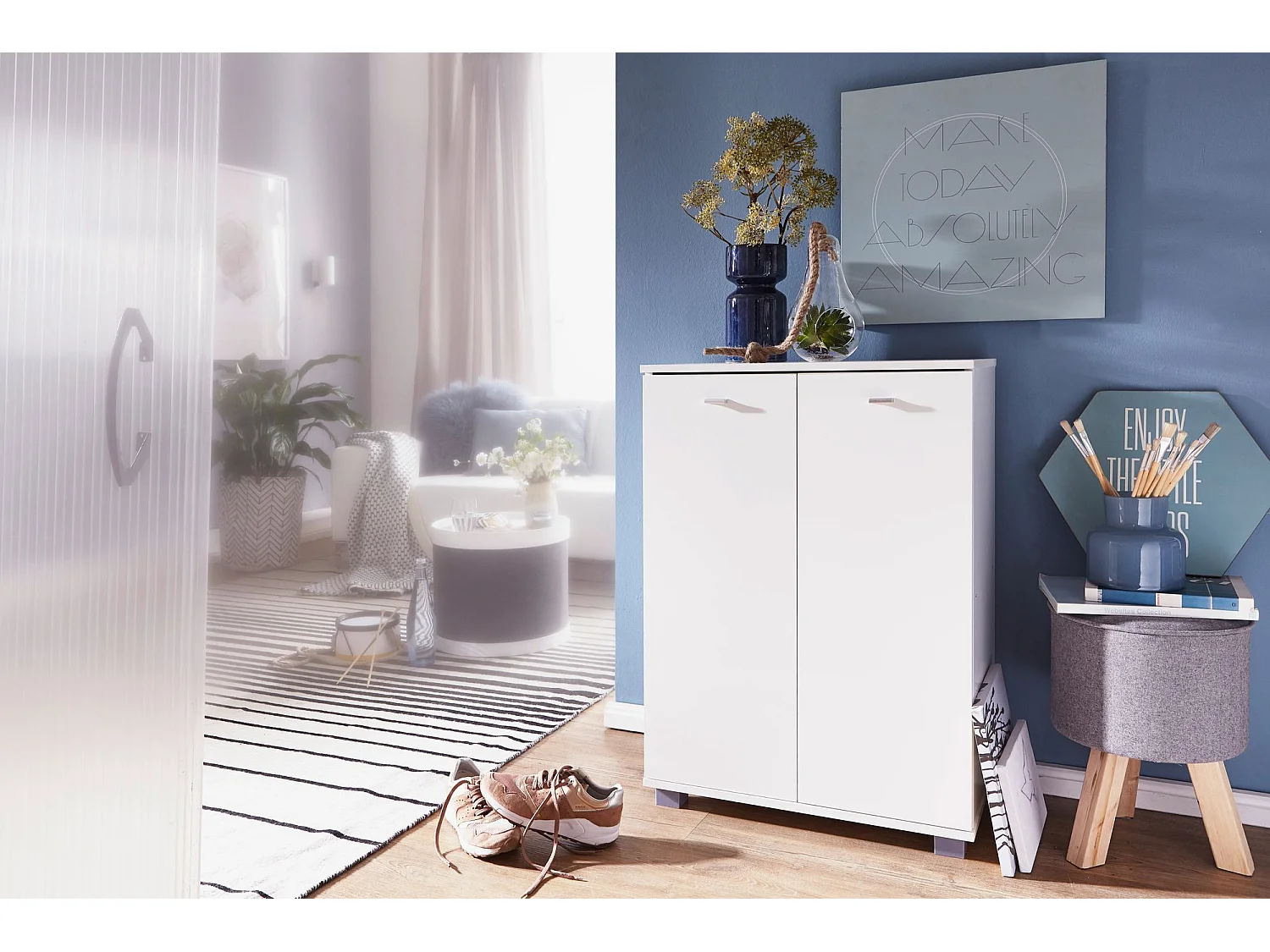 Schuhschrank Holz 12 Paar Schuhe Schuhregal Schuhkommode Flurschrank Sideboard