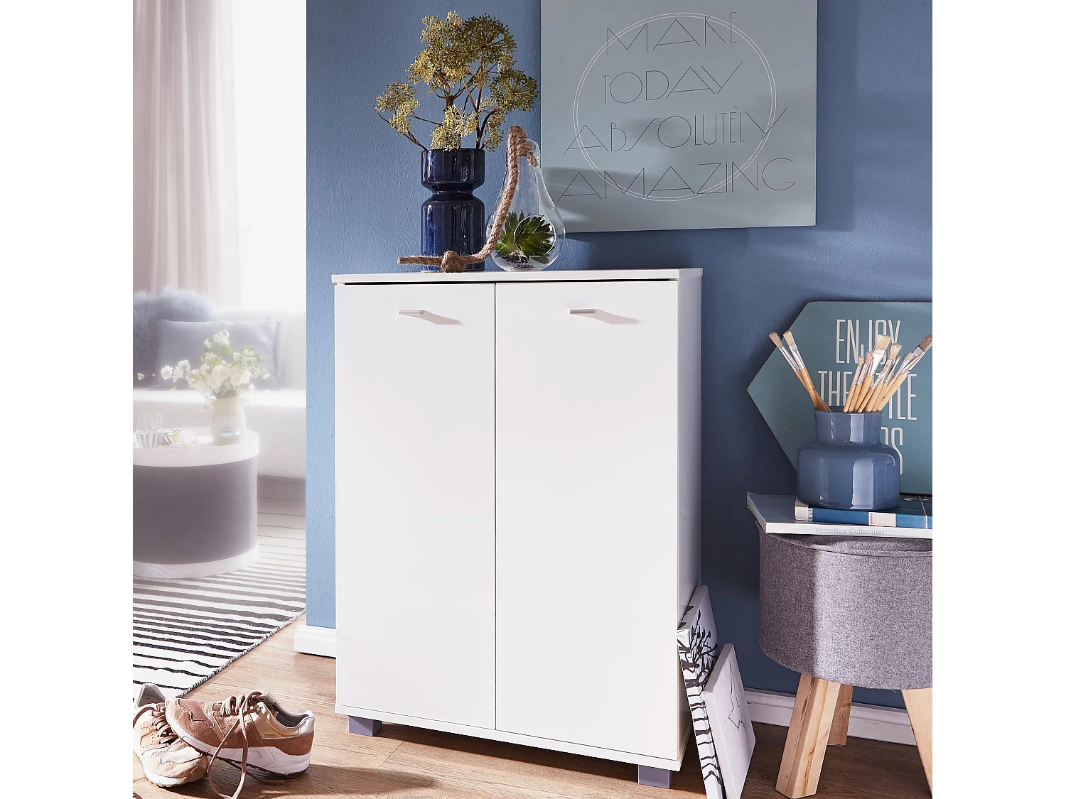 Armoire à chaussures Bois 60x90x35 cm Étagère à chaussures 12 paires