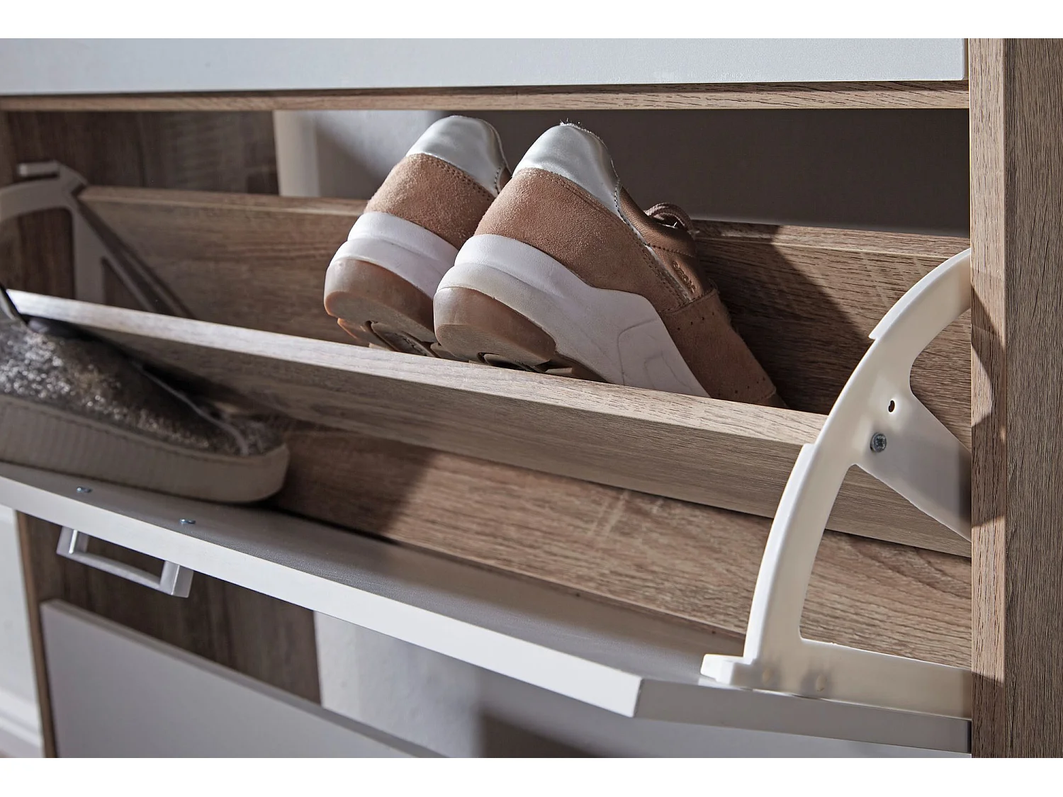 Schuhkipper Schuhschrank Schuhregal 16 Paar Schuhe + Ablage + Schublade